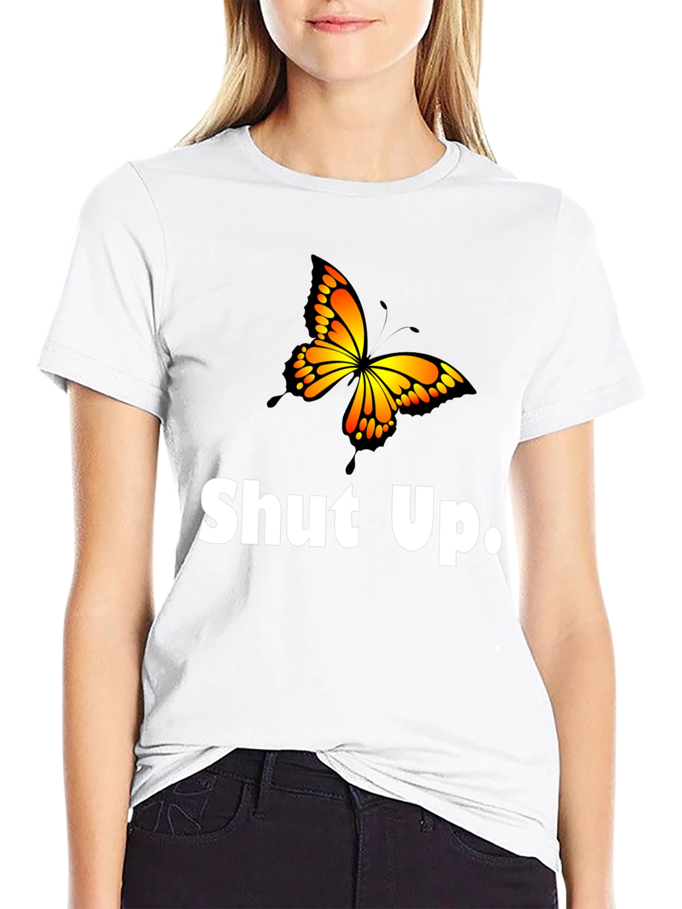Shut Up Butterfly Graphic T-Shirt