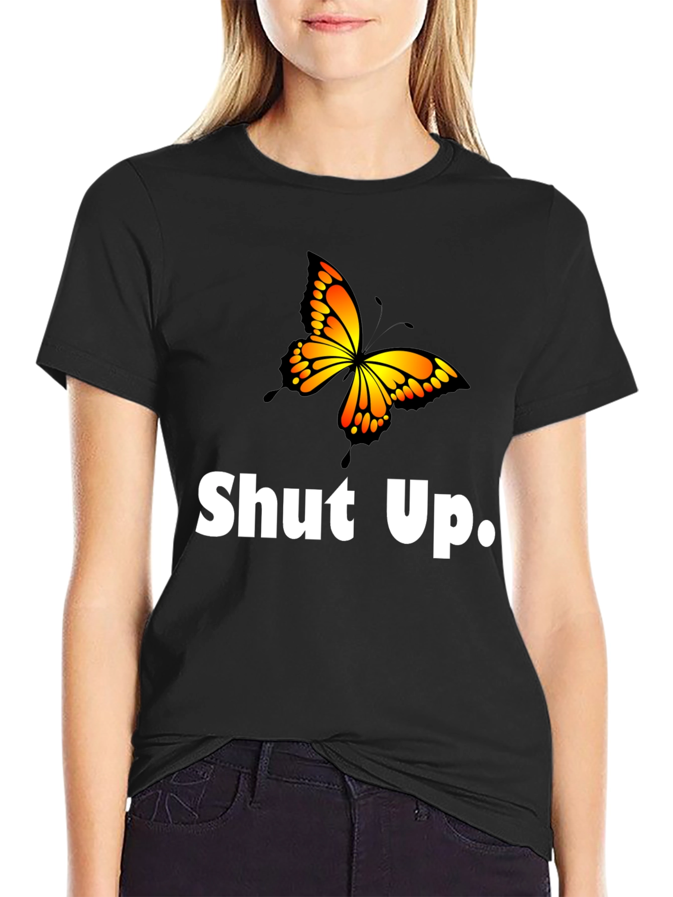 Shut Up Butterfly Graphic T-Shirt