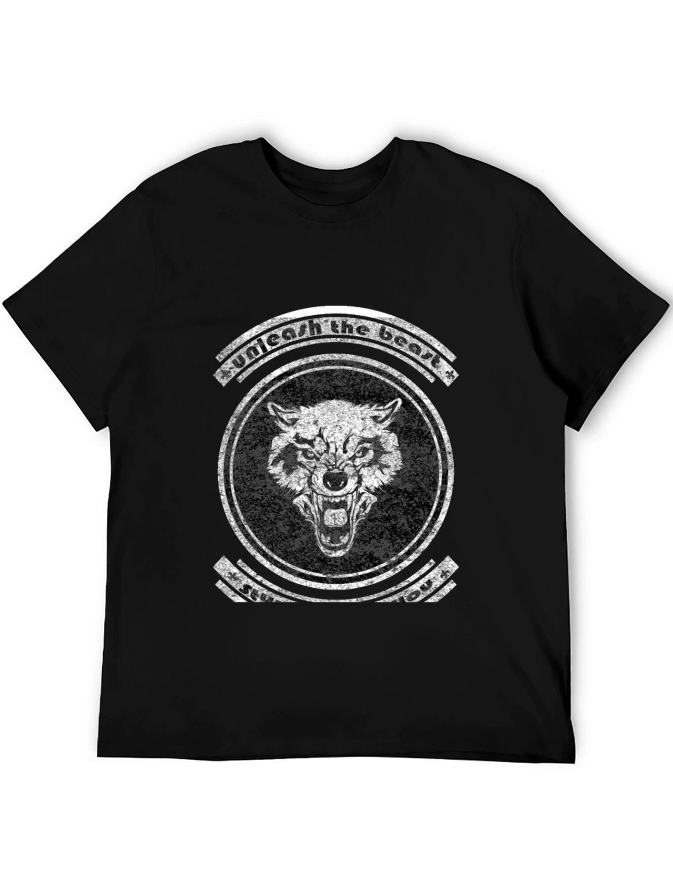 Unleash the Beast Graphic Tee - Black Wolf Design