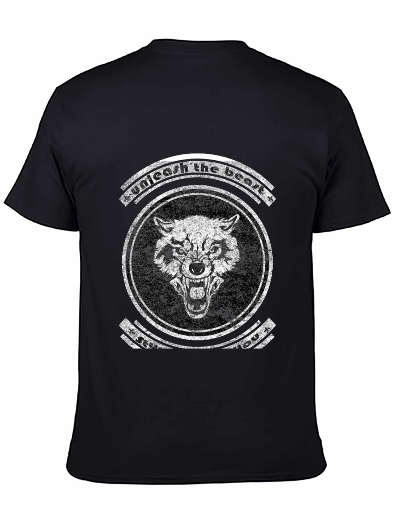 Unleash the Beast Graphic Tee - Black Wolf Design