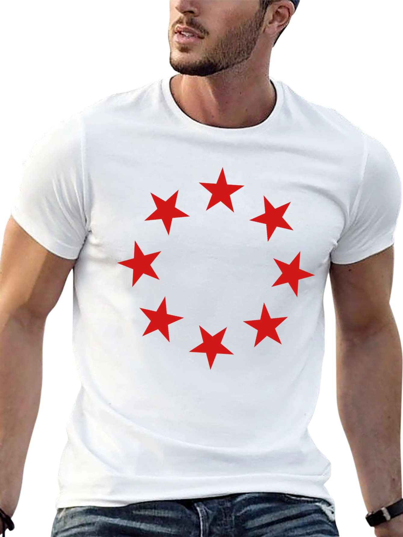 Red Star Circle Black T-Shirt - Mens Fashion Tee