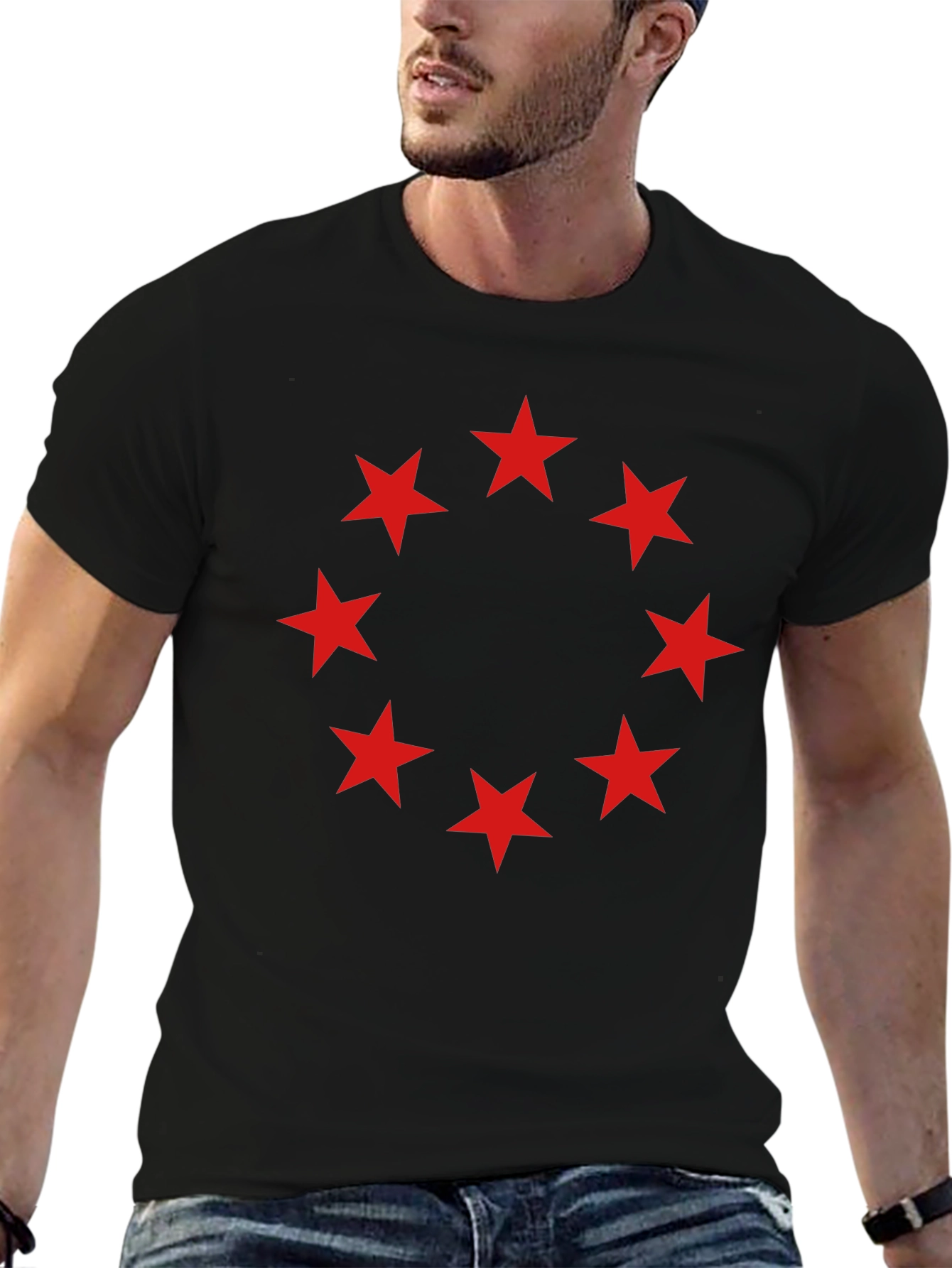 Red Star Circle Black T-Shirt - Mens Fashion Tee