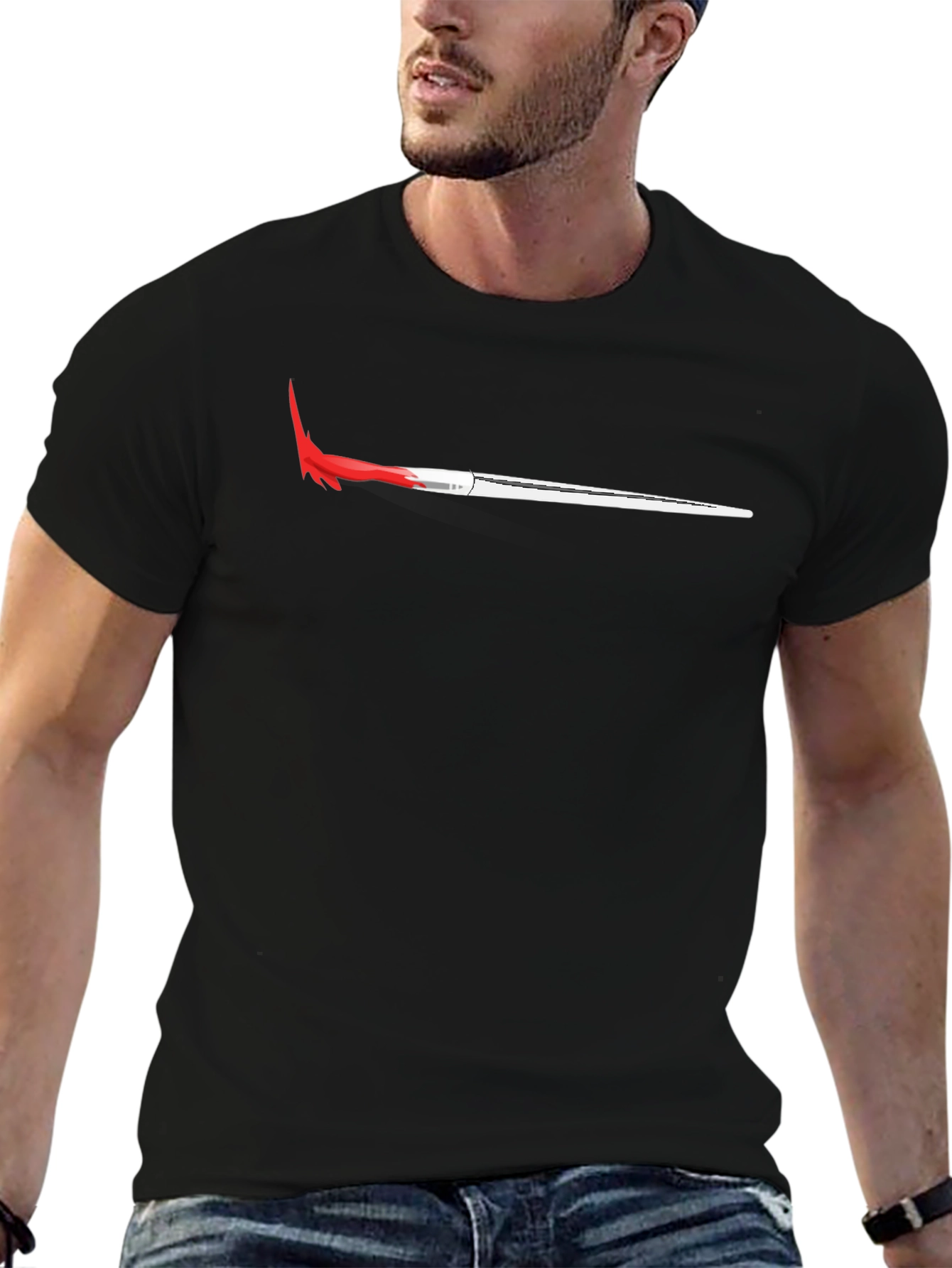Red Spear Graphic Black T-Shirt
