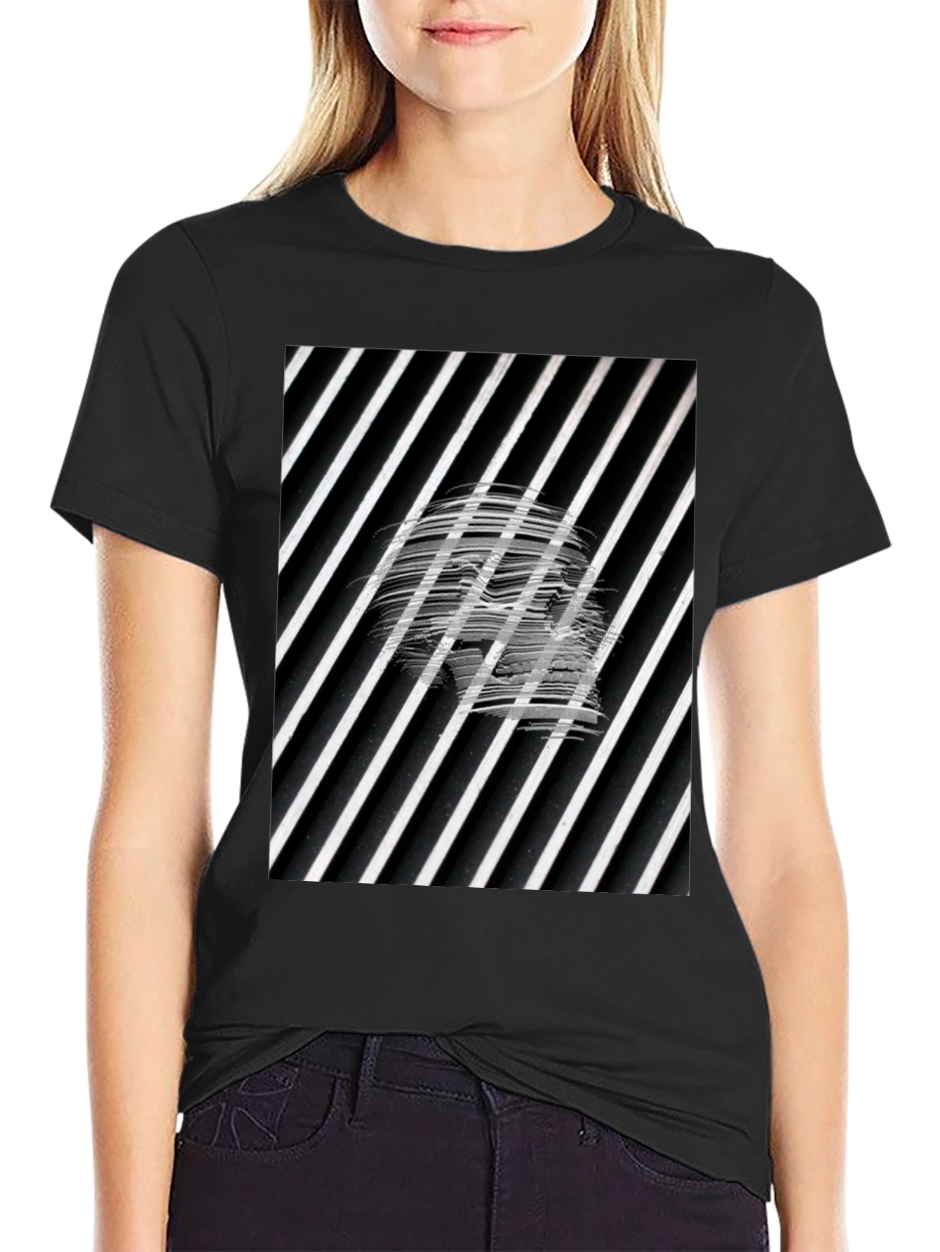 Abstract Graphic Tee - Black Cotton Blend