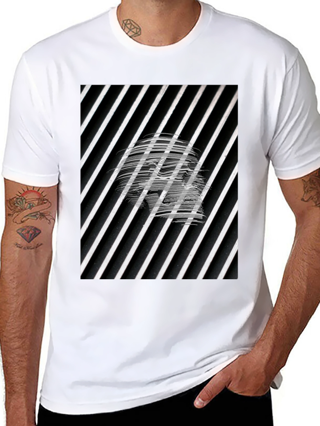 Abstract Graphic Tee - Black Cotton Blend