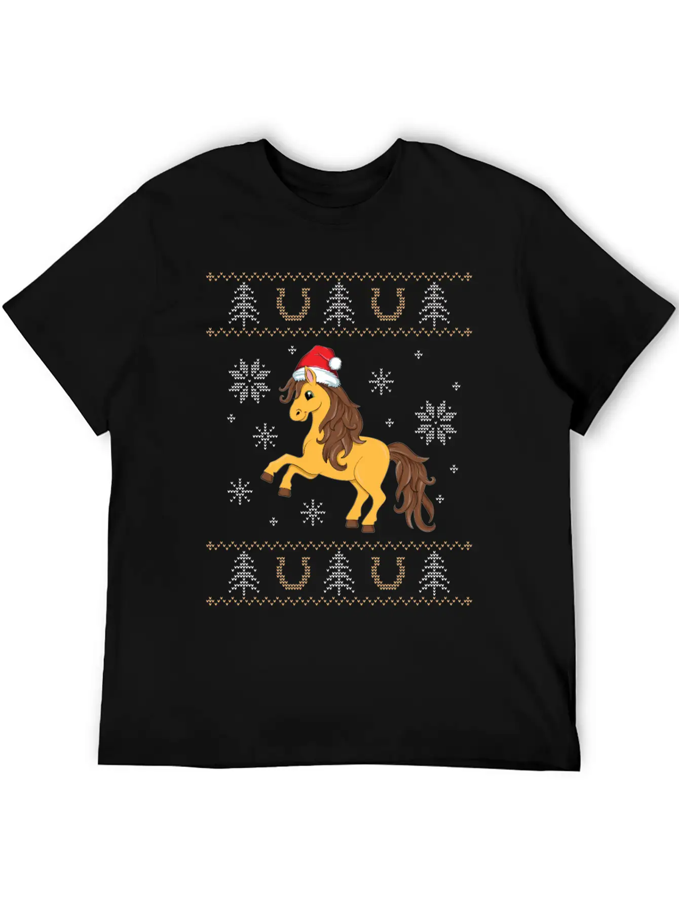 Ugly Christmas Horse Riding Rider Rodeo Xmas Unisex Casual T-Shirt – Clean Design For Daily Comfort
