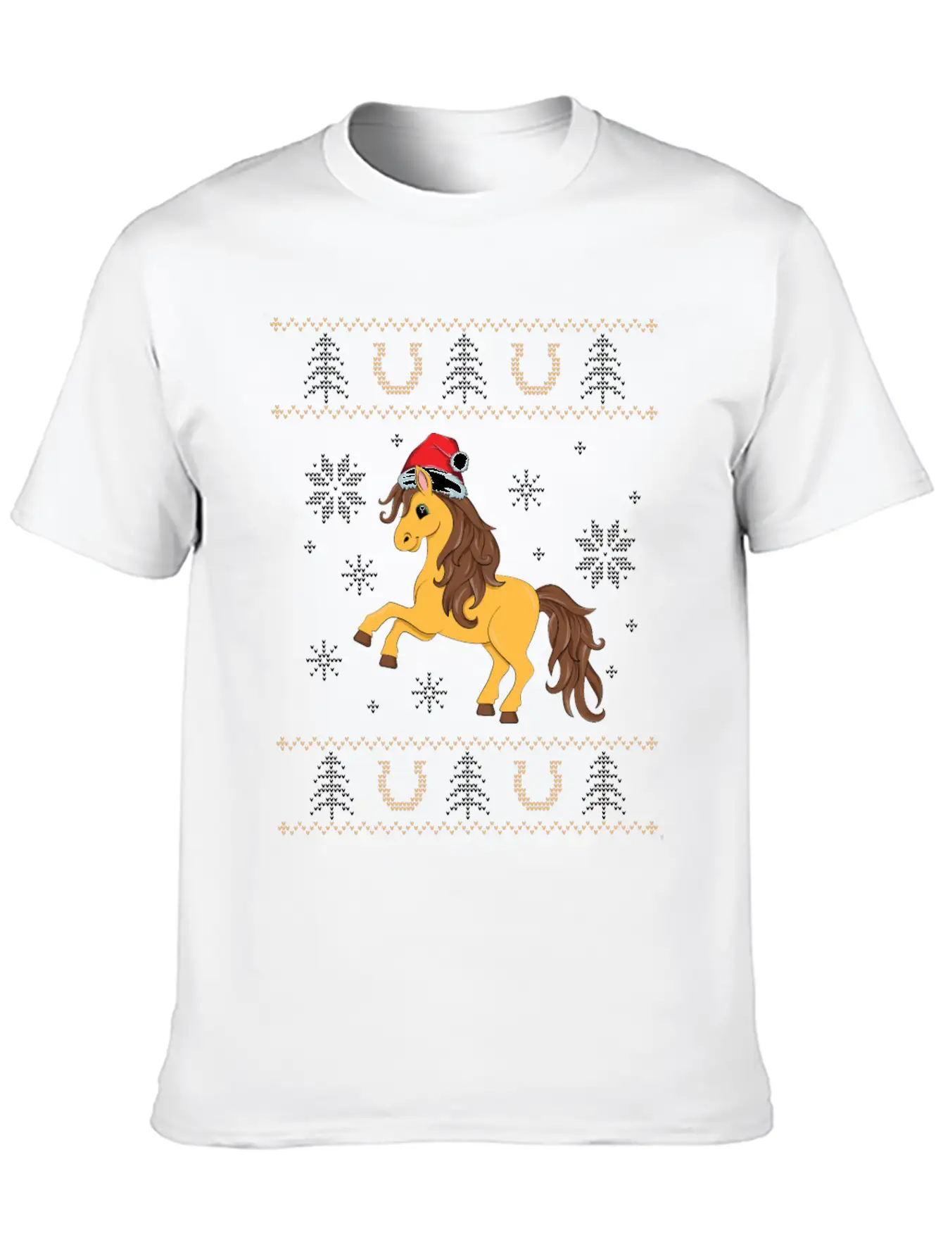 Ugly Christmas Horse Riding Rider Rodeo Xmas Unisex Casual T-Shirt – Clean Design For Daily Comfort