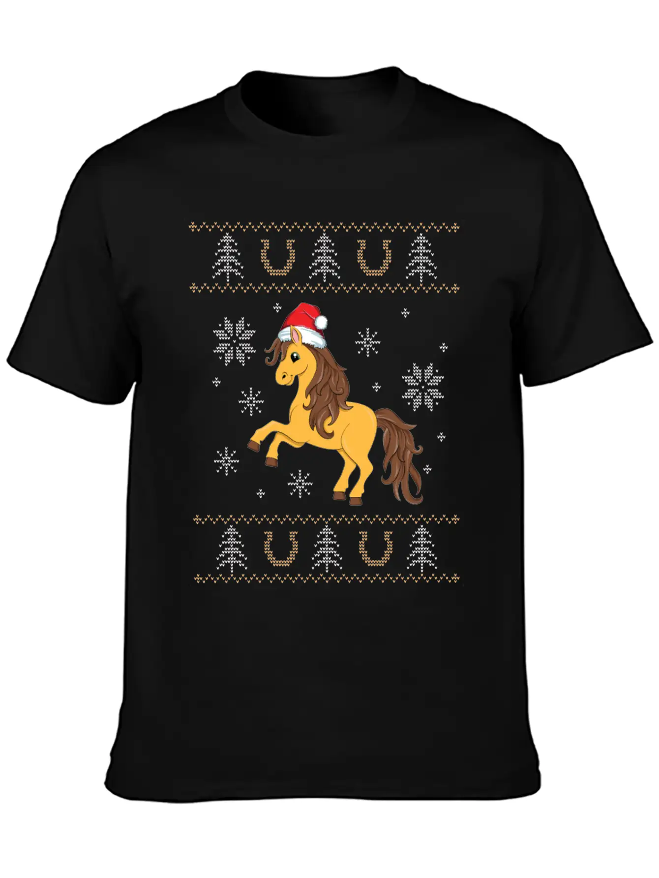 Ugly Christmas Horse Riding Rider Rodeo Xmas Unisex Casual T-Shirt – Clean Design For Daily Comfort