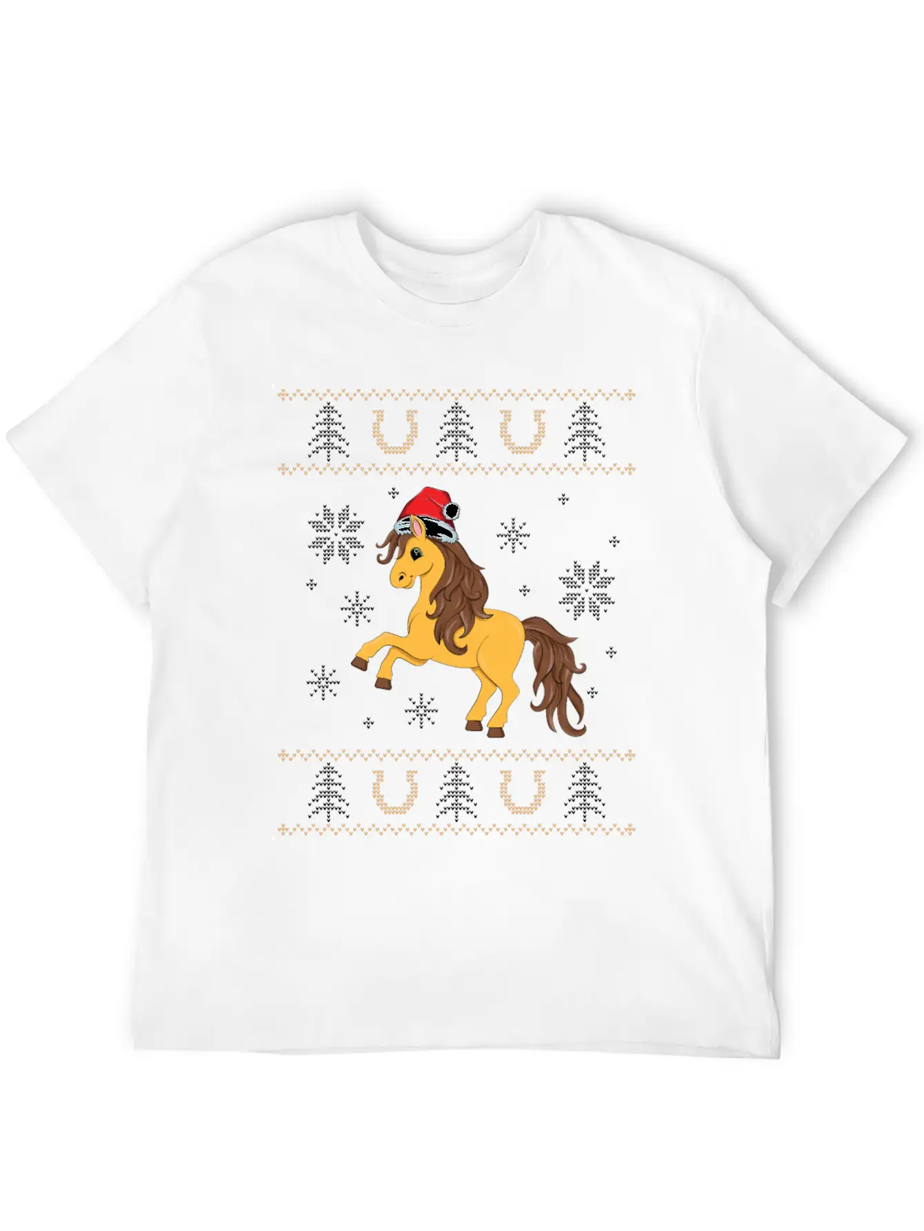 Ugly Christmas Horse Riding Rider Rodeo Xmas Unisex Casual T-Shirt – Clean Design For Daily Comfort