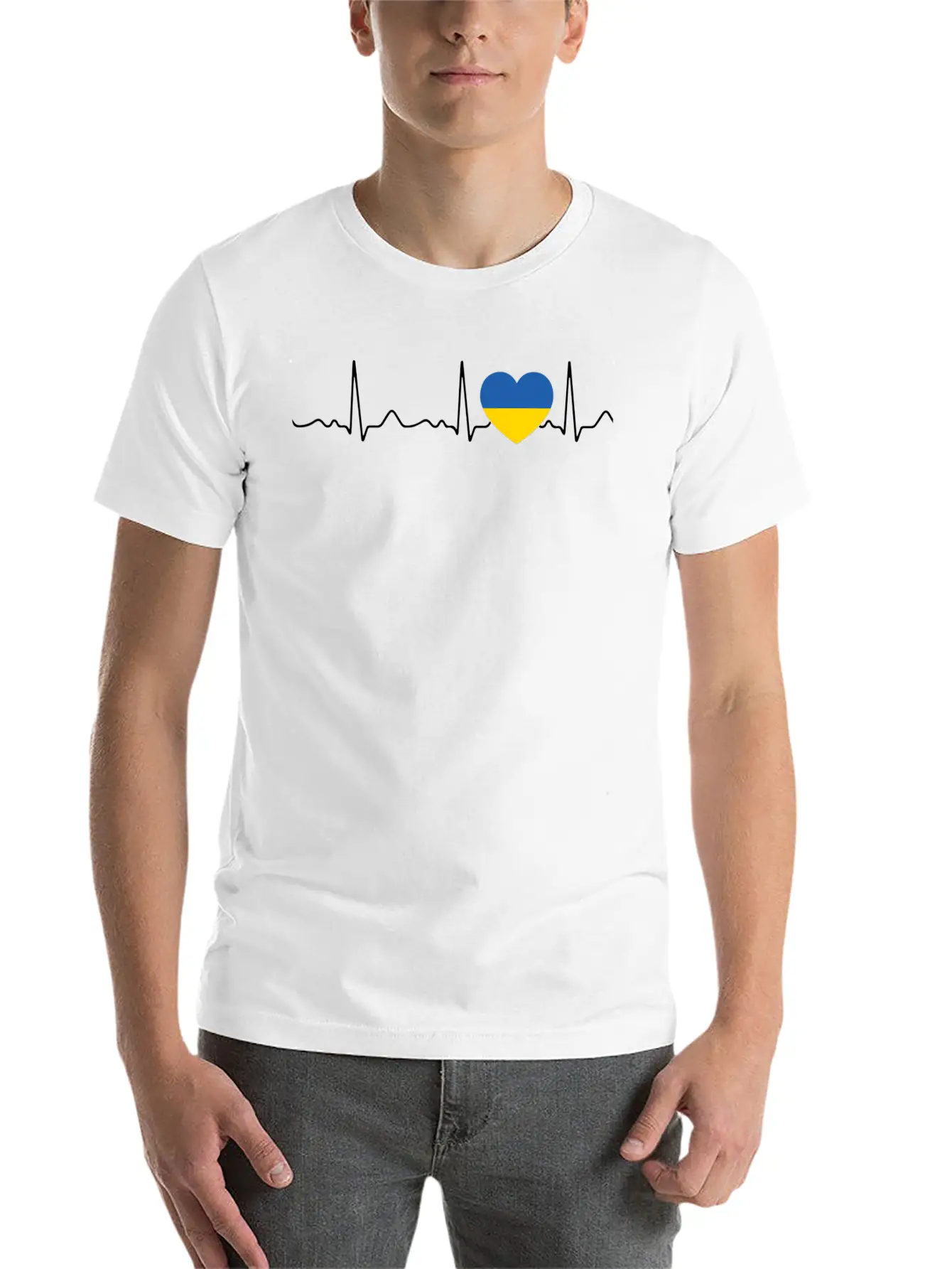 Ukraine Heartbeat Pulse Heart Line Ecg Relaxed Everyday Tee – Lightweight And Durable Cotton