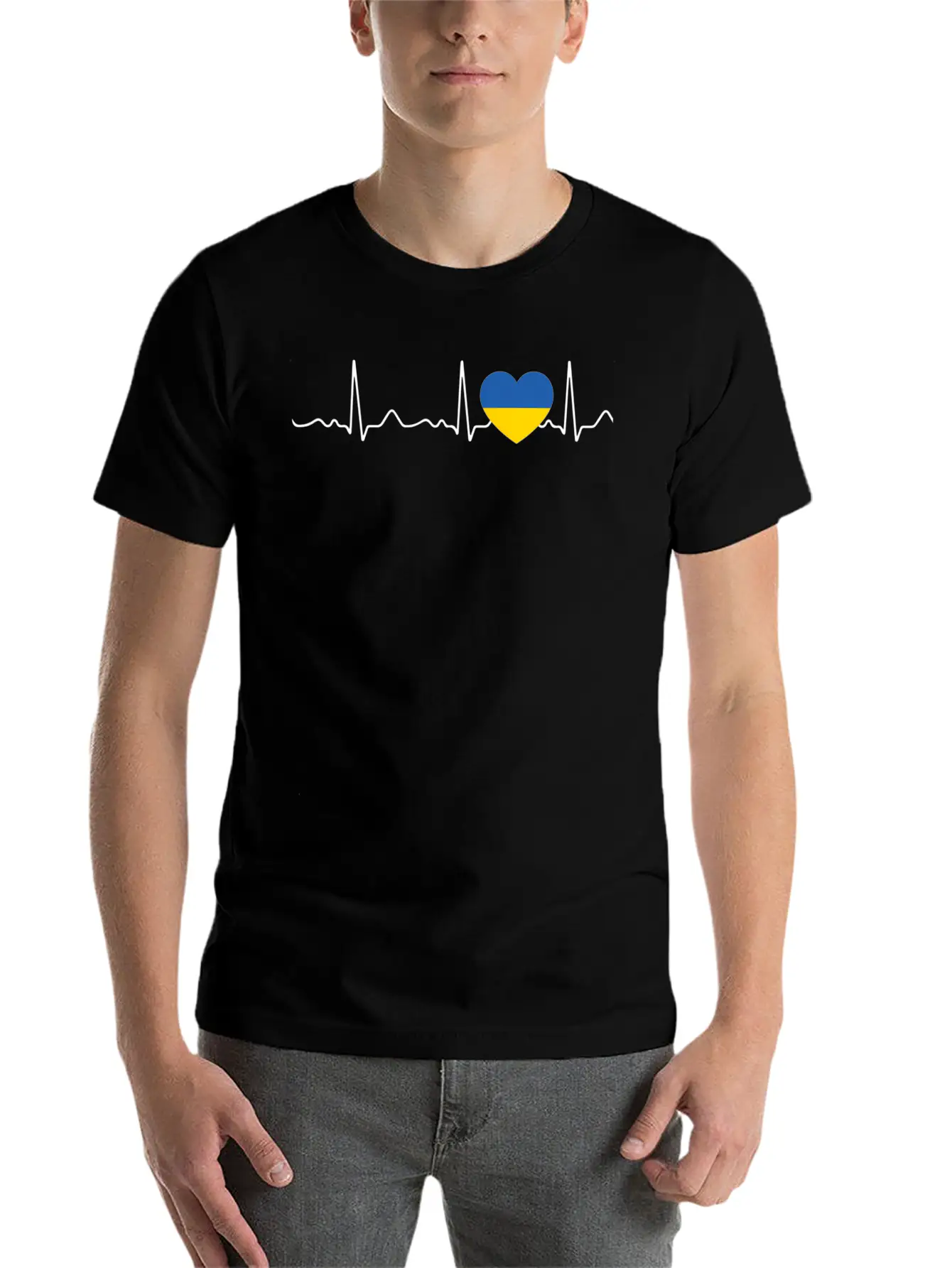 Ukraine Heartbeat Pulse Heart Line Ecg Relaxed Everyday Tee – Lightweight And Durable Cotton