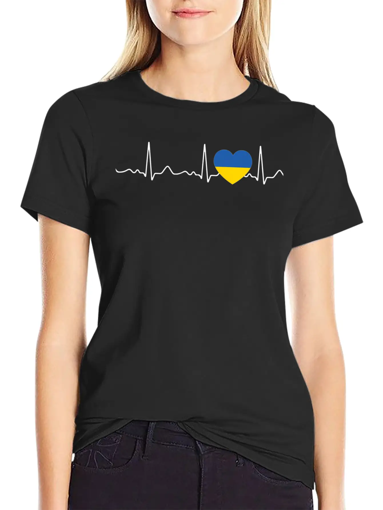 Ukraine Heartbeat Pulse Heart Line Ecg Relaxed Everyday Tee – Lightweight And Durable Cotton