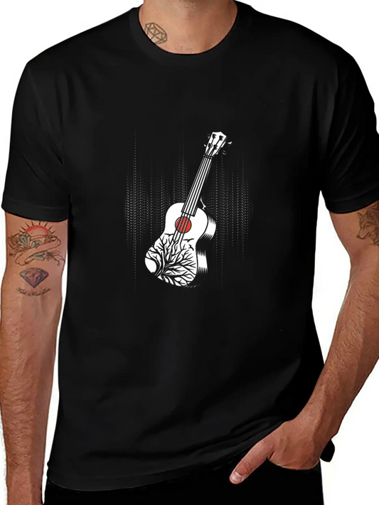 Ukulele Uke Acoustic Guitar Music Band Bass Gift Modern Fit Casual T-Shirt – Clean And Versatile Design
