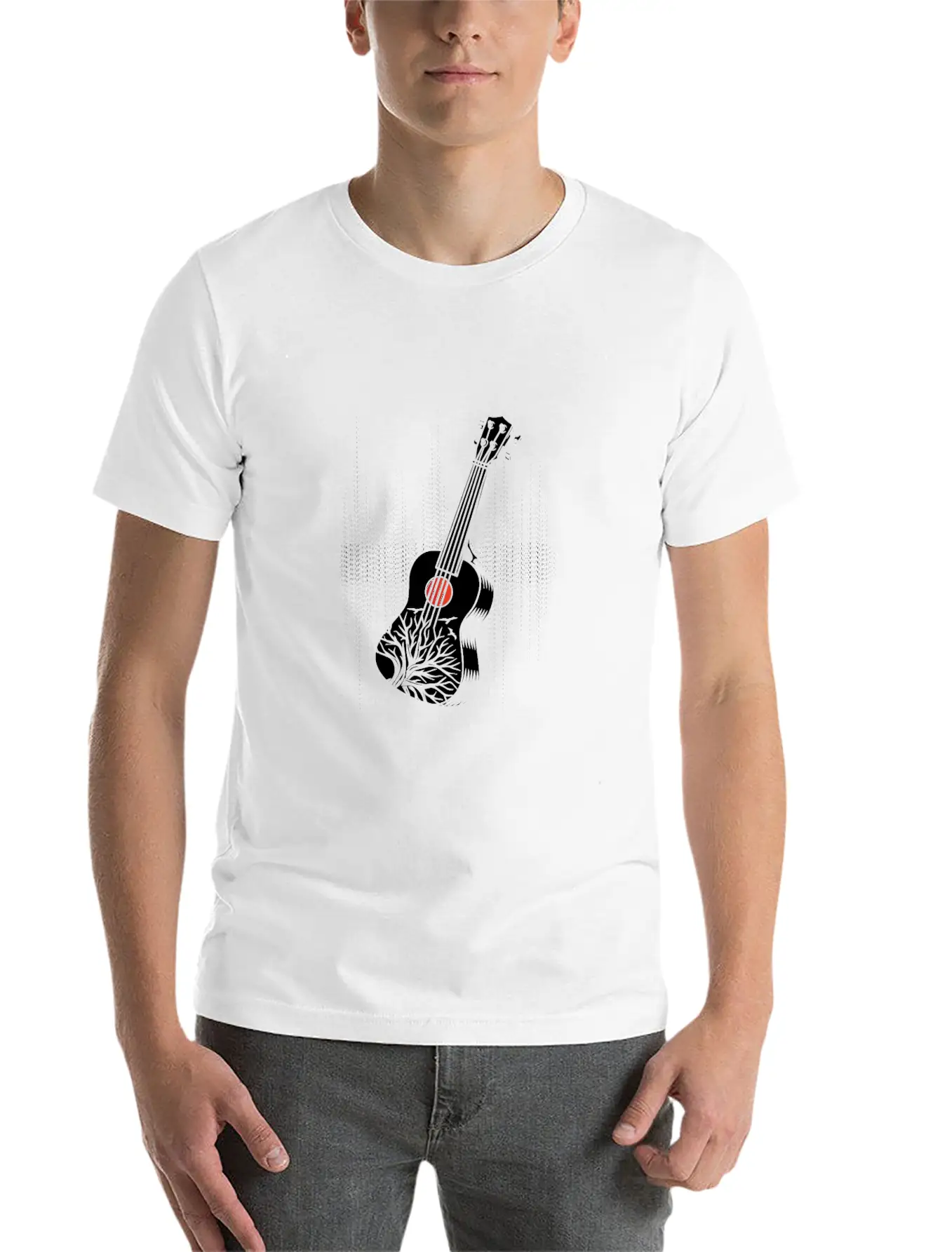 Ukulele Uke Acoustic Guitar Music Band Bass Gift Modern Fit Casual T-Shirt – Clean And Versatile Design