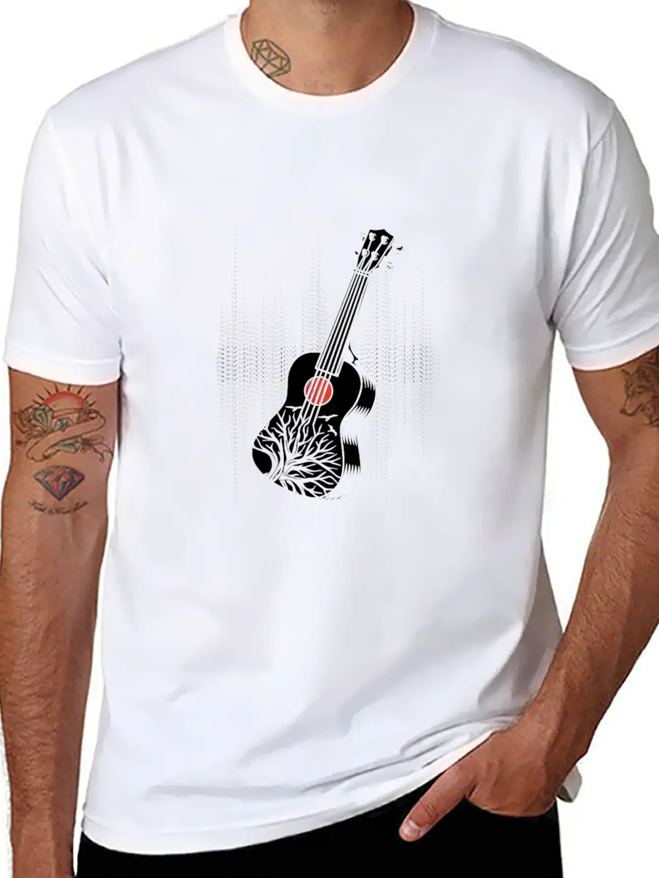 Ukulele Uke Acoustic Guitar Music Band Bass Gift Modern Fit Casual T-Shirt – Clean And Versatile Design