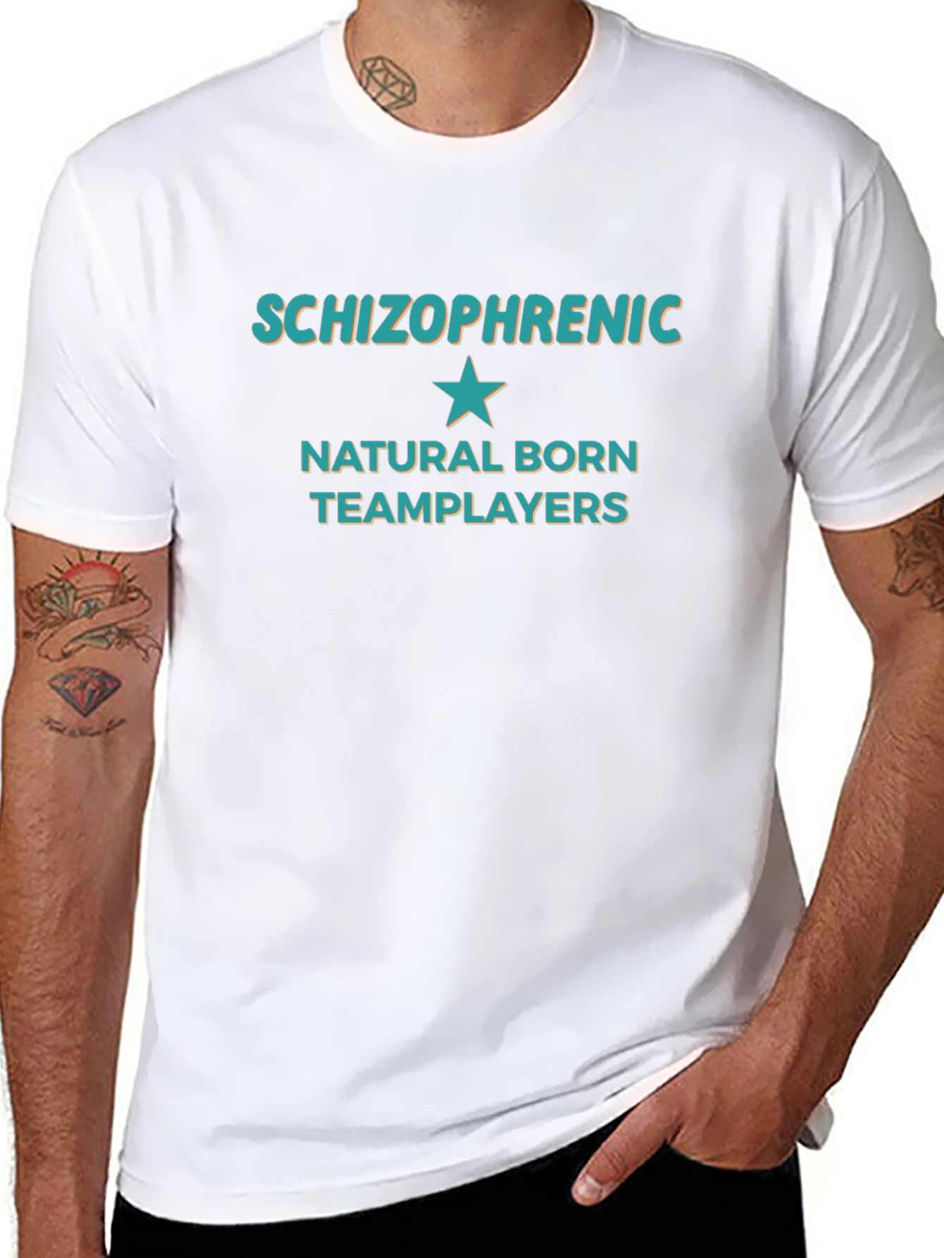Schizophrenic Natural Born Teamplayers Funny Graphic Tee