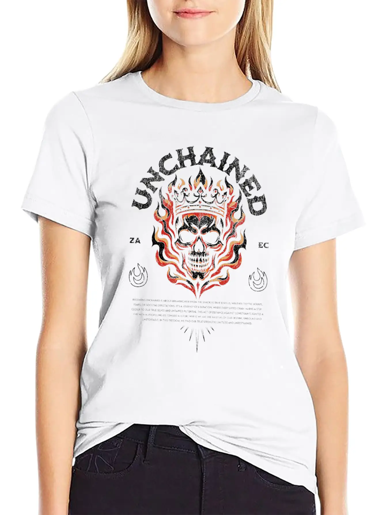 Unchained T-Shirt: Fiery Crowned Skull Unisex Casual T-Shirt – Clean Design For Daily Comfort