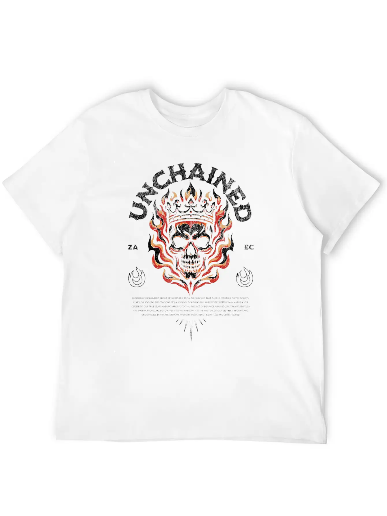Unchained T-Shirt: Fiery Crowned Skull Unisex Casual T-Shirt – Clean Design For Daily Comfort