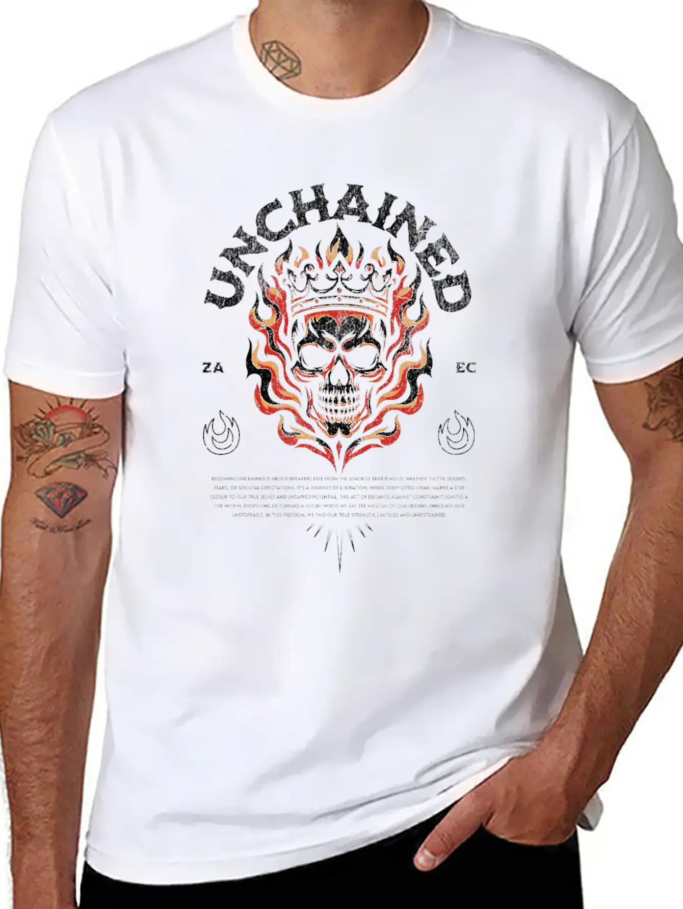 Unchained T-Shirt: Fiery Crowned Skull Unisex Casual T-Shirt – Clean Design For Daily Comfort