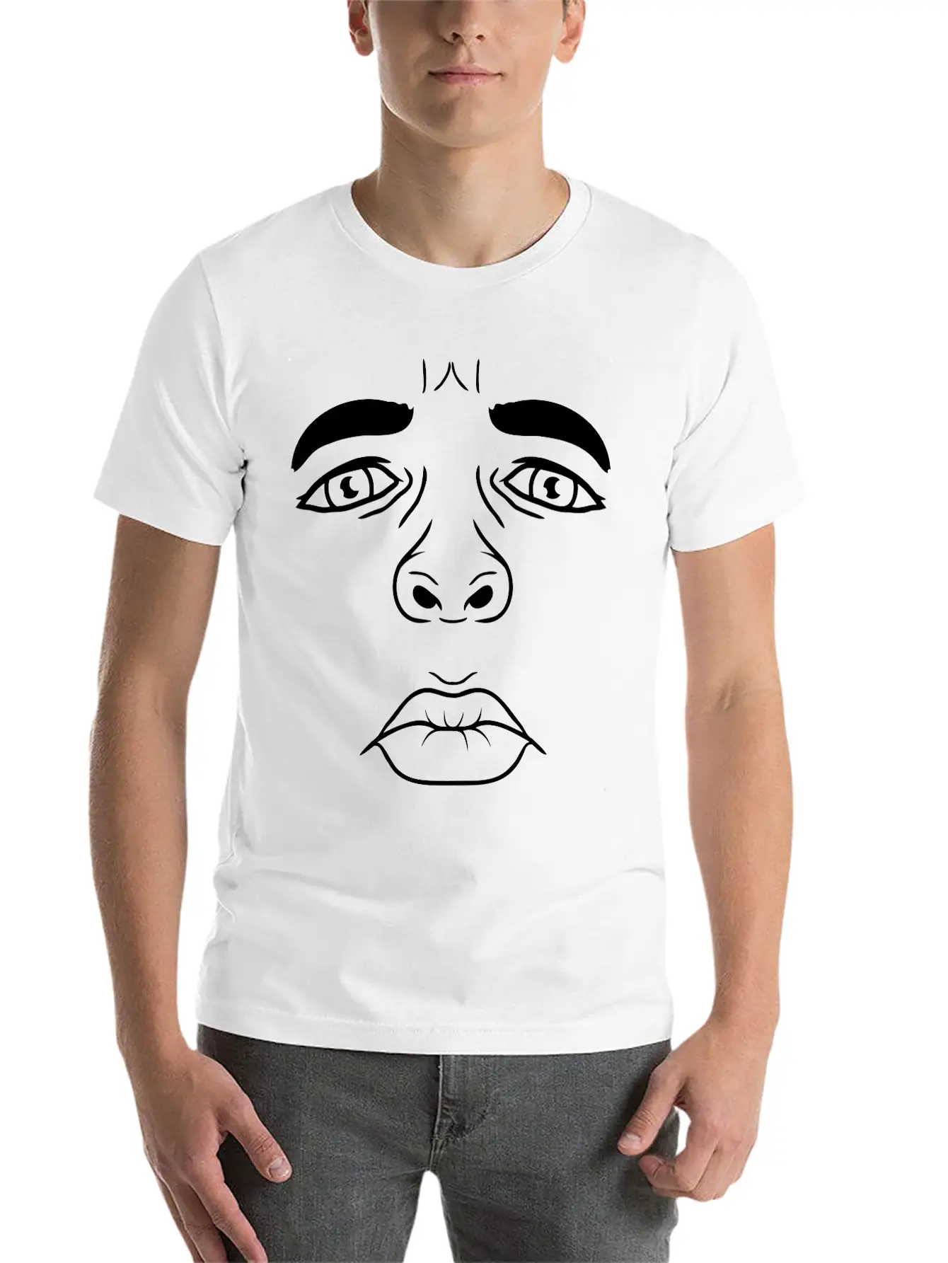 Unhappy Man Sad Face Lightweight Cotton T-Shirt – Daily Comfort Graphic Shirt
