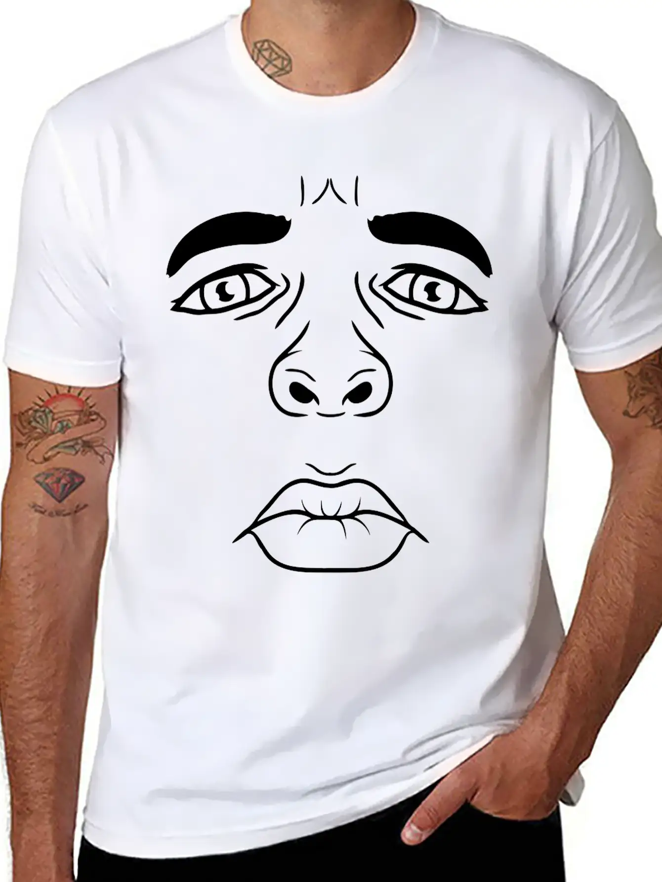 Unhappy Man Sad Face Lightweight Cotton T-Shirt – Daily Comfort Graphic Shirt