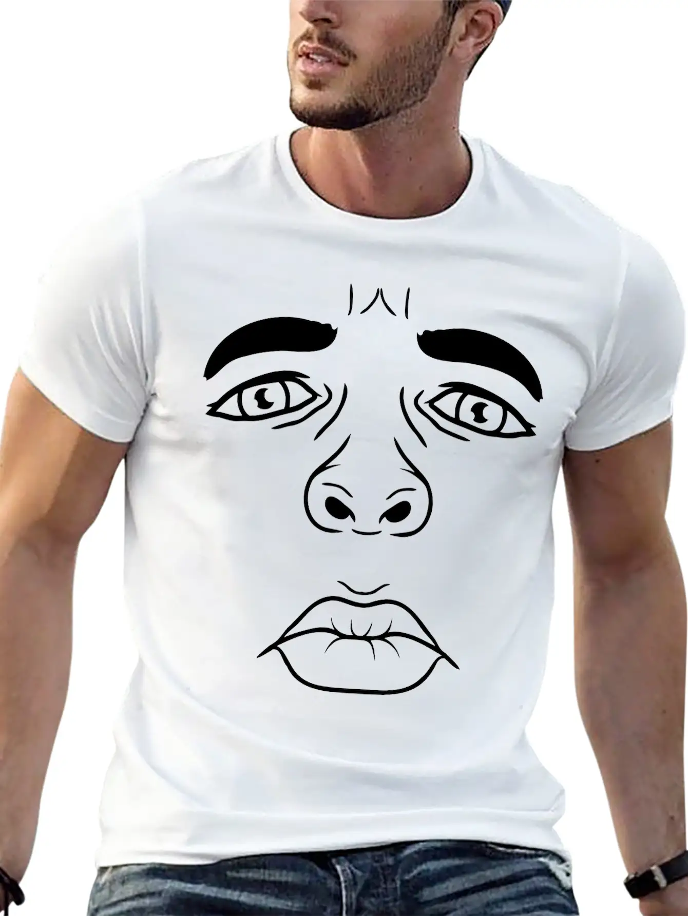 Unhappy Man Sad Face Lightweight Cotton T-Shirt – Daily Comfort Graphic Shirt