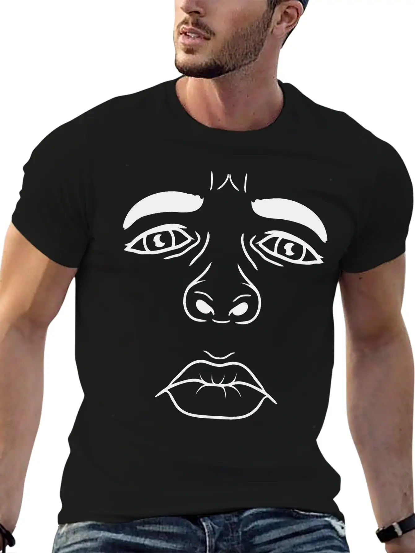 Unhappy Man Sad Face Lightweight Cotton T-Shirt – Daily Comfort Graphic Shirt
