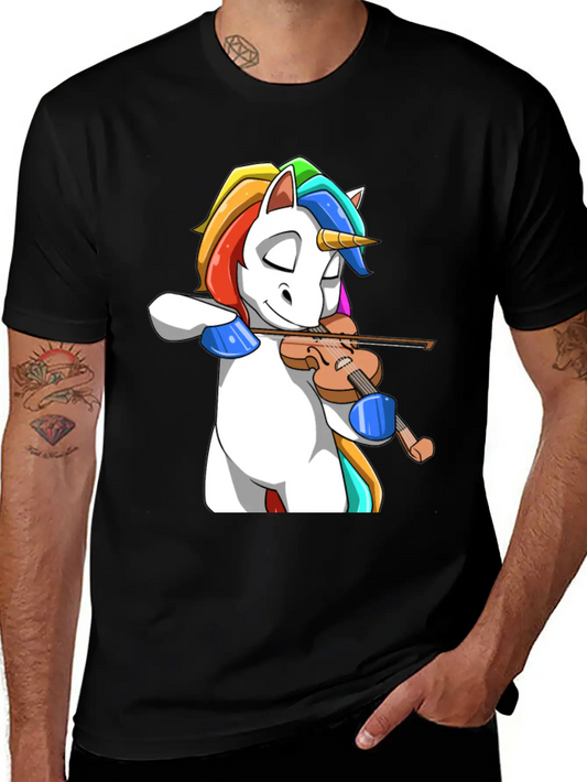 Unicorn Plays The Violin Stylish Everyday T-Shirt – Unisex Basic Cotton Tee