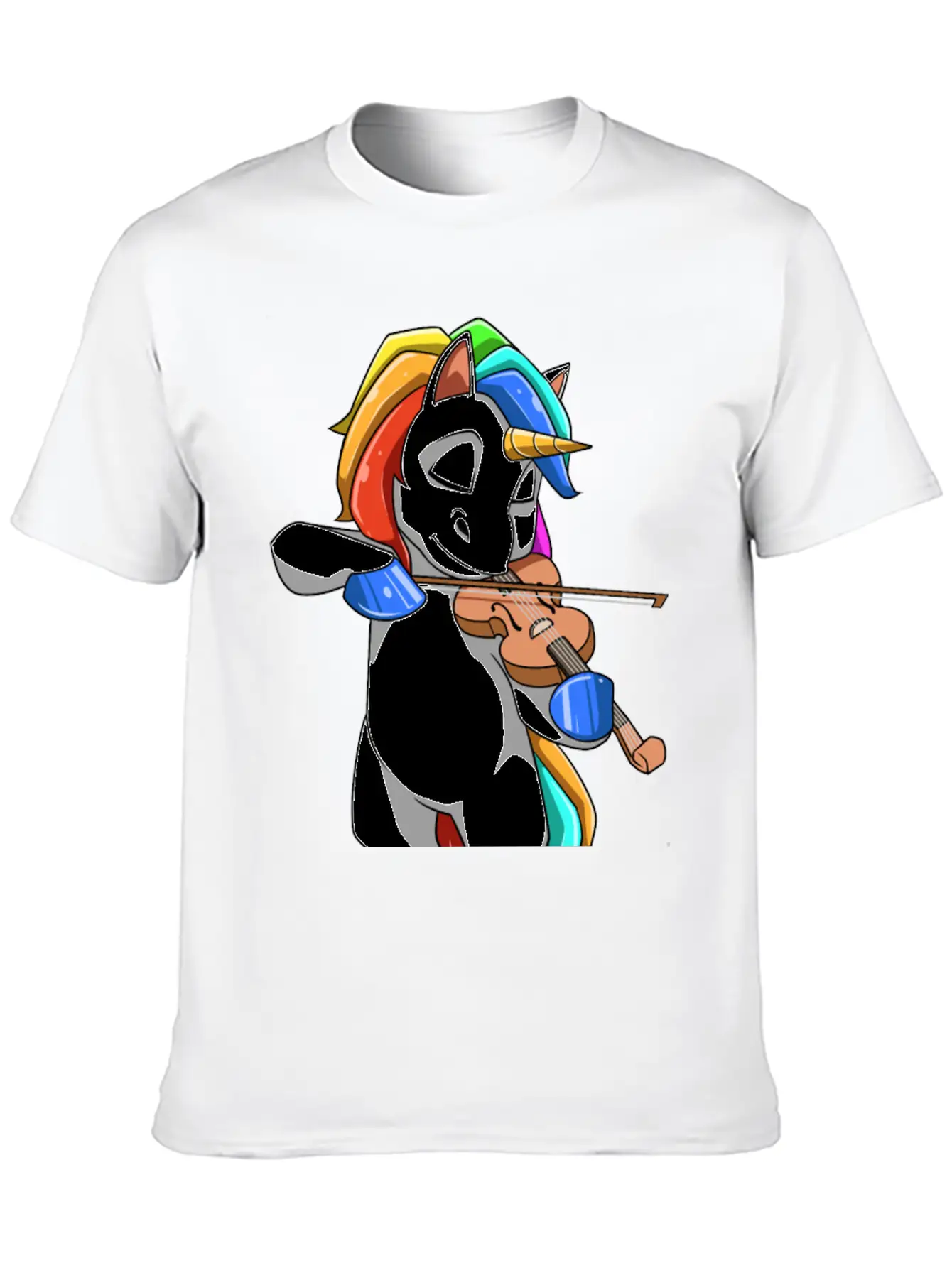 Unicorn Plays The Violin Stylish Everyday T-Shirt – Unisex Basic Cotton Tee
