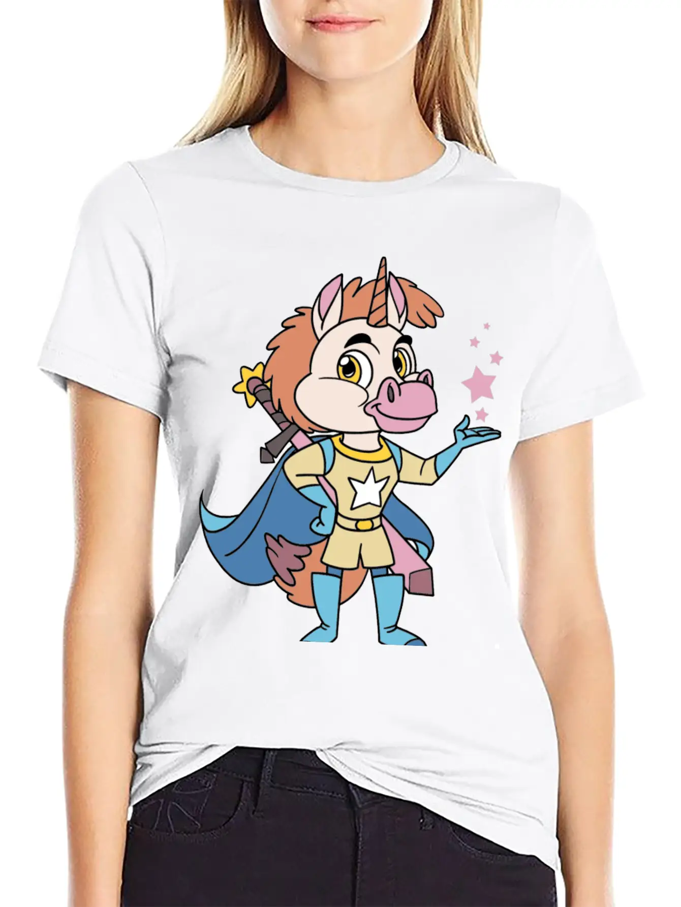Unicorn Superhero Lightweight Cotton T-Shirt – Daily Comfort Graphic Shirt