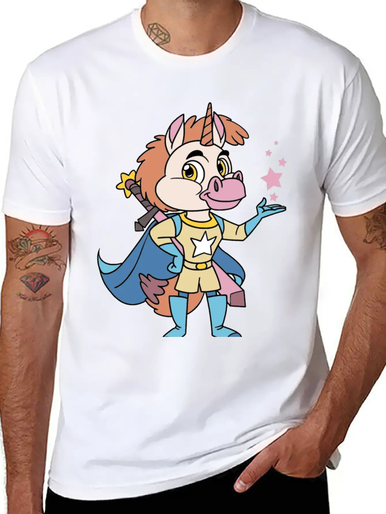 Unicorn Superhero Lightweight Cotton T-Shirt – Daily Comfort Graphic Shirt