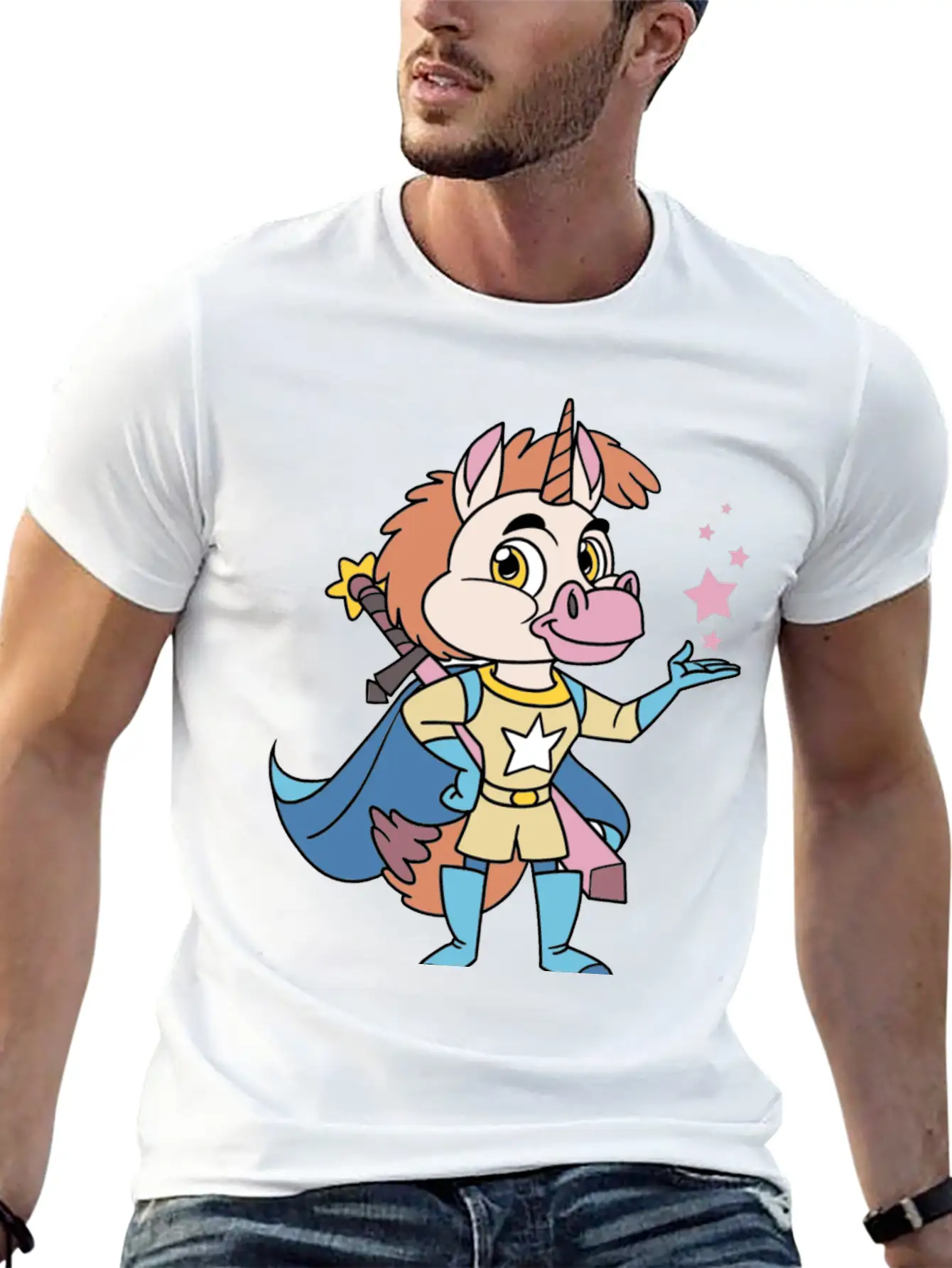 Unicorn Superhero Lightweight Cotton T-Shirt – Daily Comfort Graphic Shirt