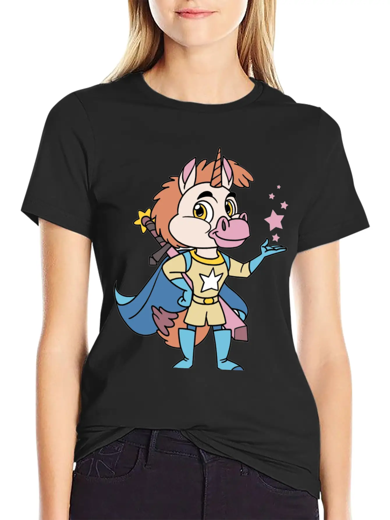 Unicorn Superhero Lightweight Cotton T-Shirt – Daily Comfort Graphic Shirt