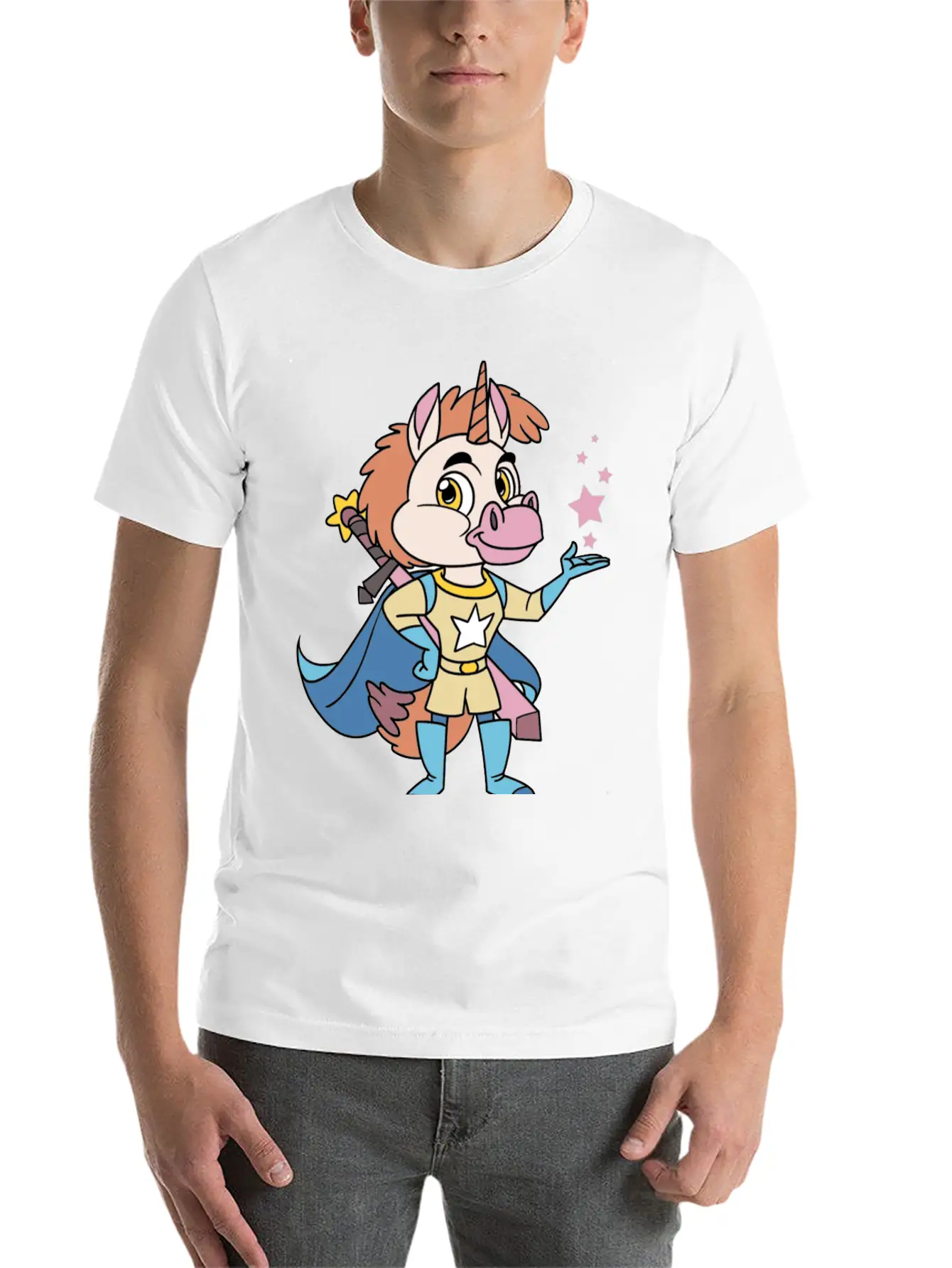 Unicorn Superhero Lightweight Cotton T-Shirt – Daily Comfort Graphic Shirt
