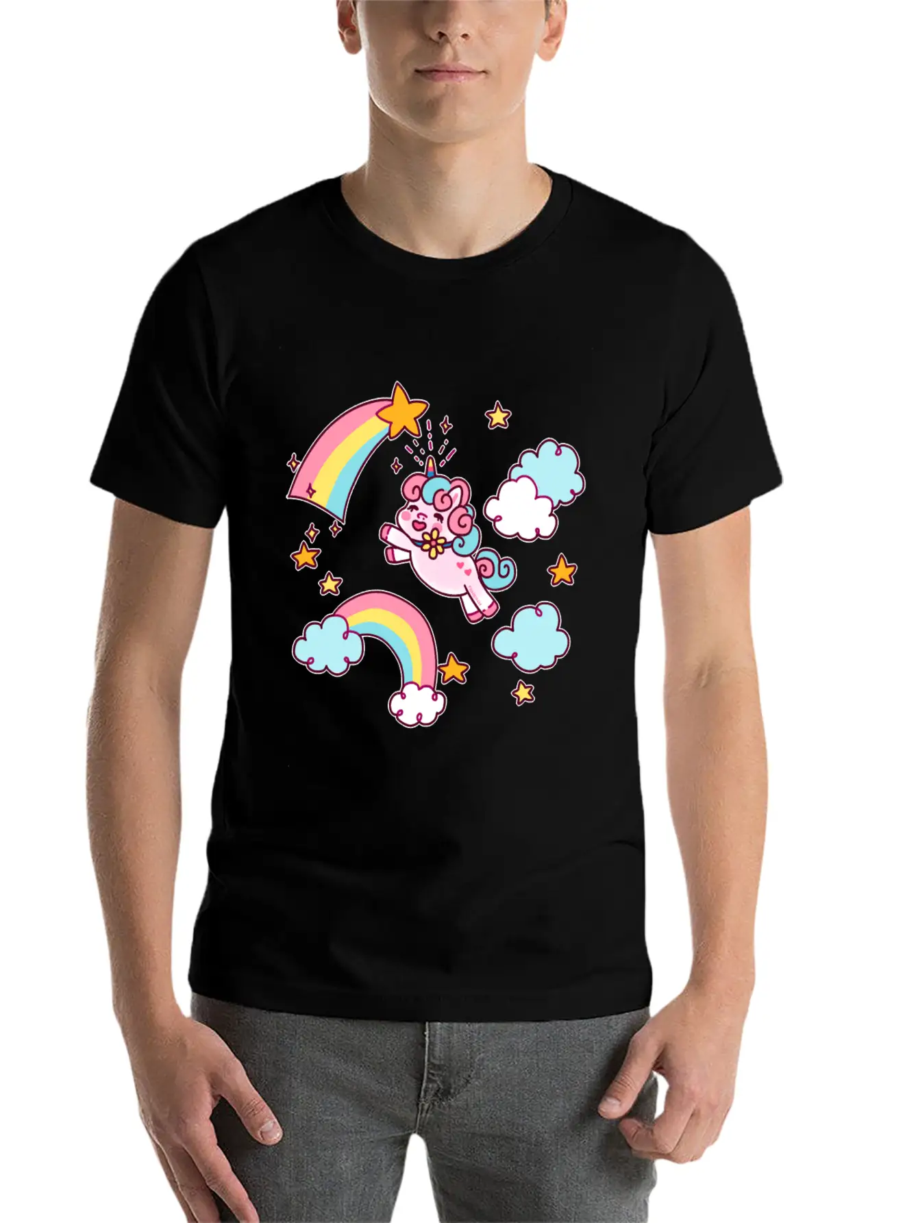 Unicorn Unicorn Rainbow Shooting Star Gift Relaxed Everyday Tee – Lightweight And Durable Cotton