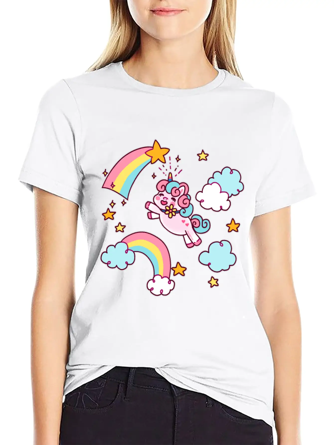 Unicorn Unicorn Rainbow Shooting Star Gift Relaxed Everyday Tee – Lightweight And Durable Cotton