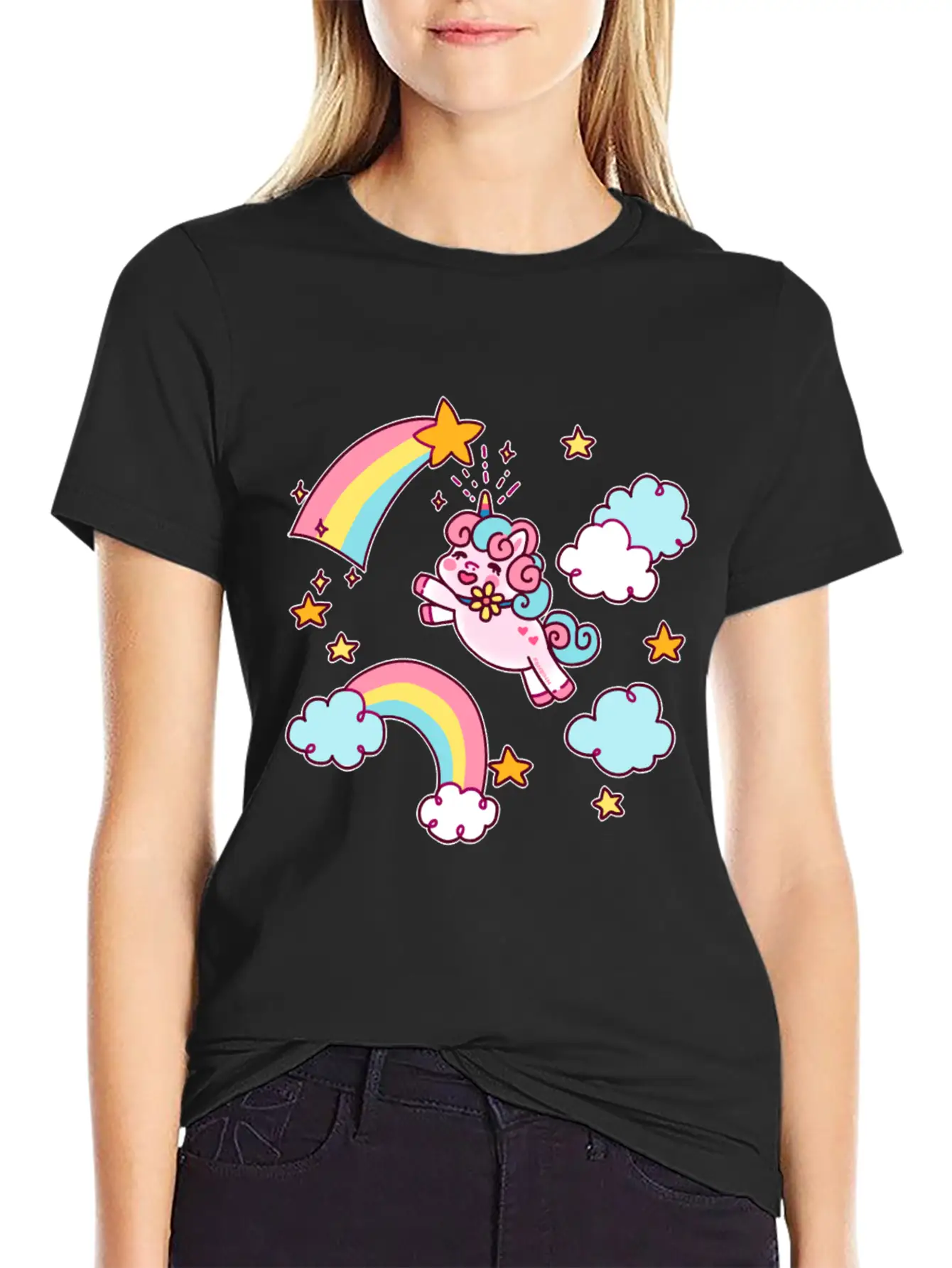 Unicorn Unicorn Rainbow Shooting Star Gift Relaxed Everyday Tee – Lightweight And Durable Cotton