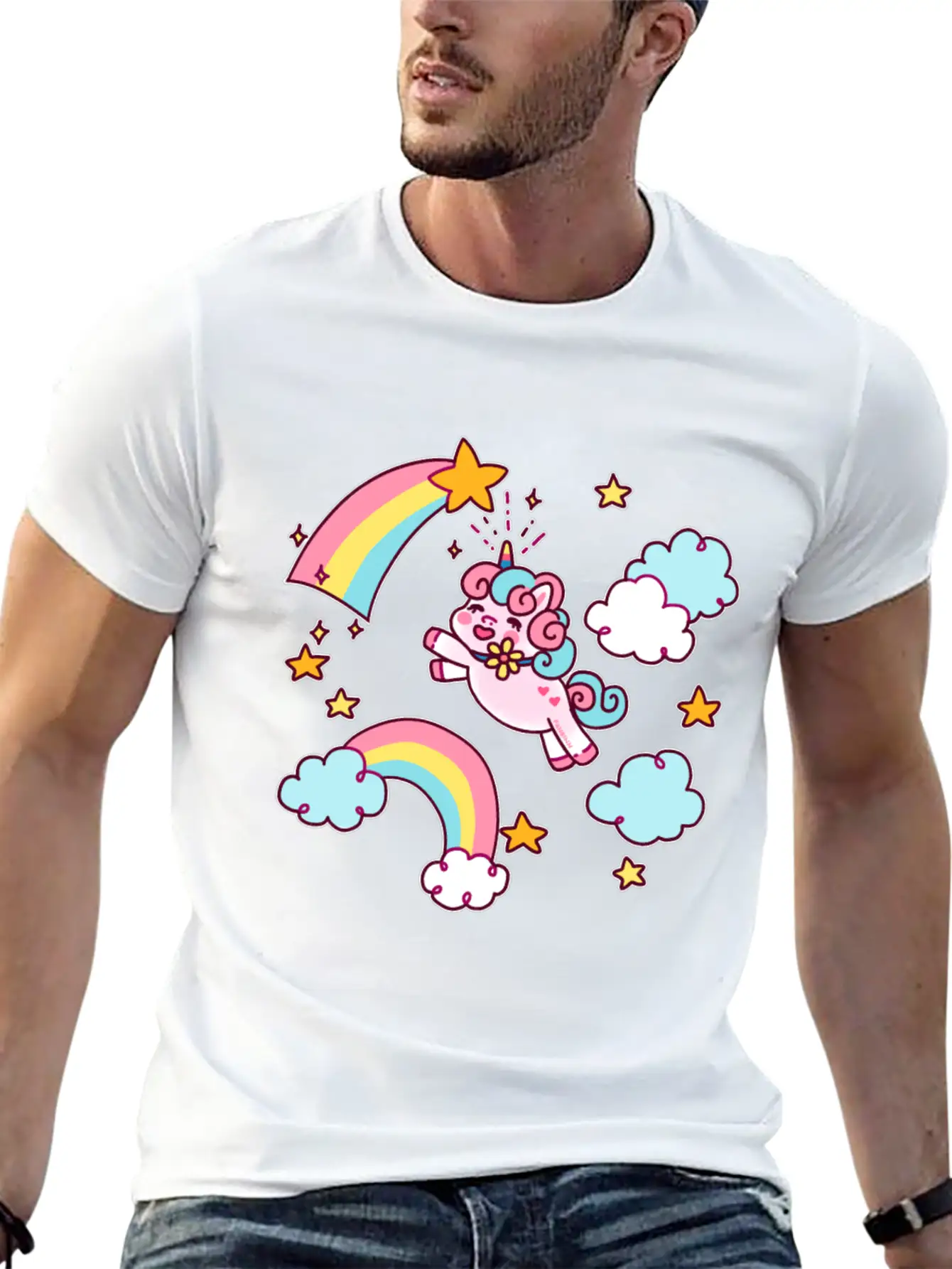 Unicorn Unicorn Rainbow Shooting Star Gift Relaxed Everyday Tee – Lightweight And Durable Cotton