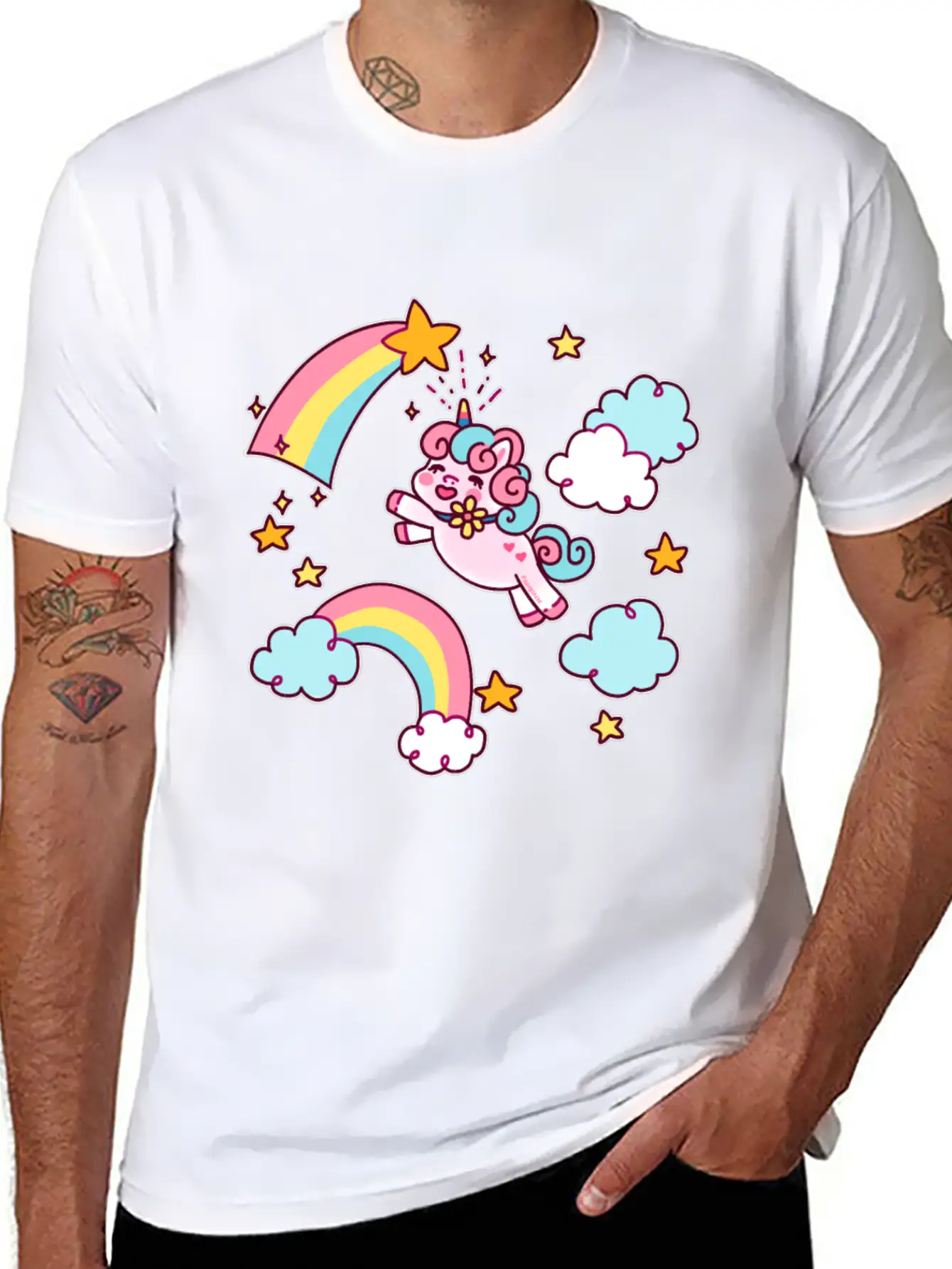 Unicorn Unicorn Rainbow Shooting Star Gift Relaxed Everyday Tee – Lightweight And Durable Cotton