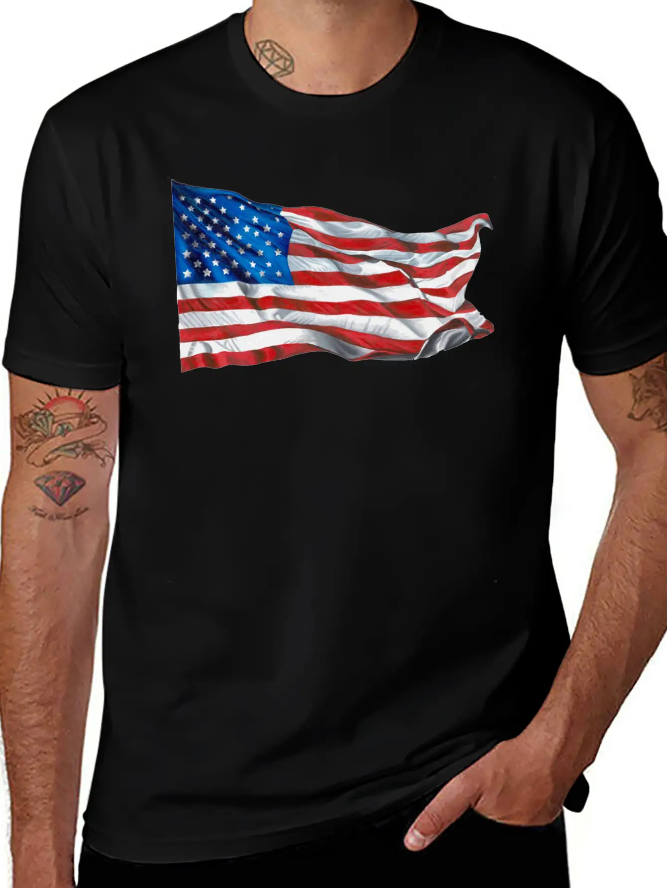 United States Of America Flag Relaxed Everyday Tee – Lightweight And Durable Cotton