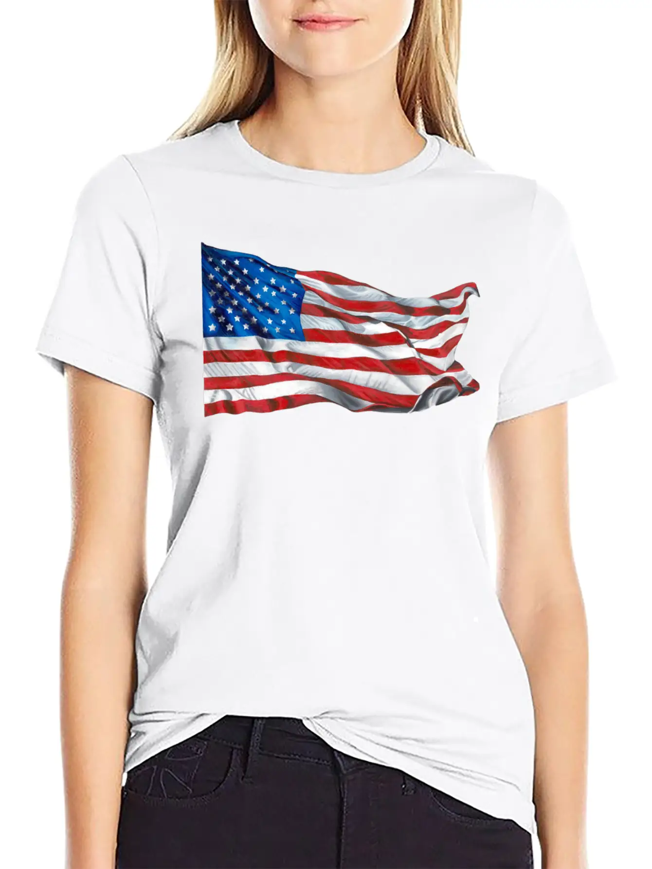 United States Of America Flag Relaxed Everyday Tee – Lightweight And Durable Cotton
