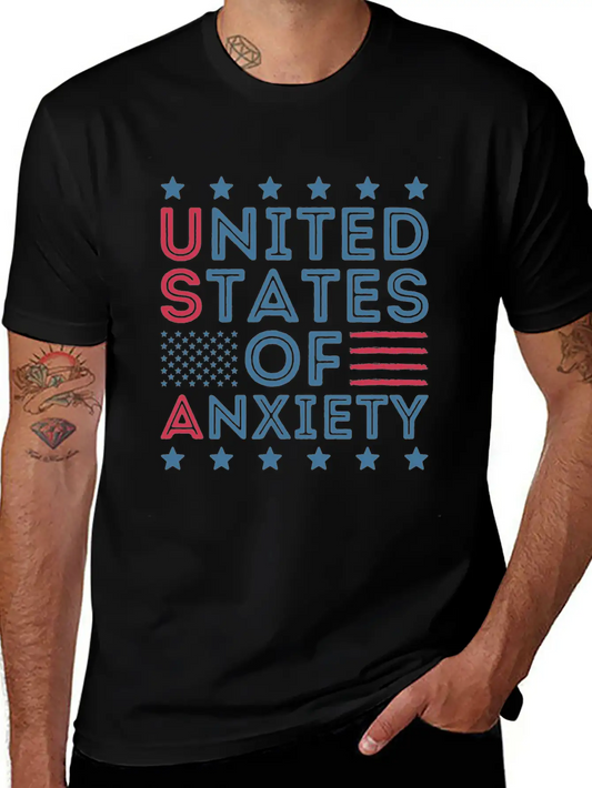 United States Of Anxiety Sarcastic Basic Graphic T-Shirt – Daily Comfort In Soft Cotton