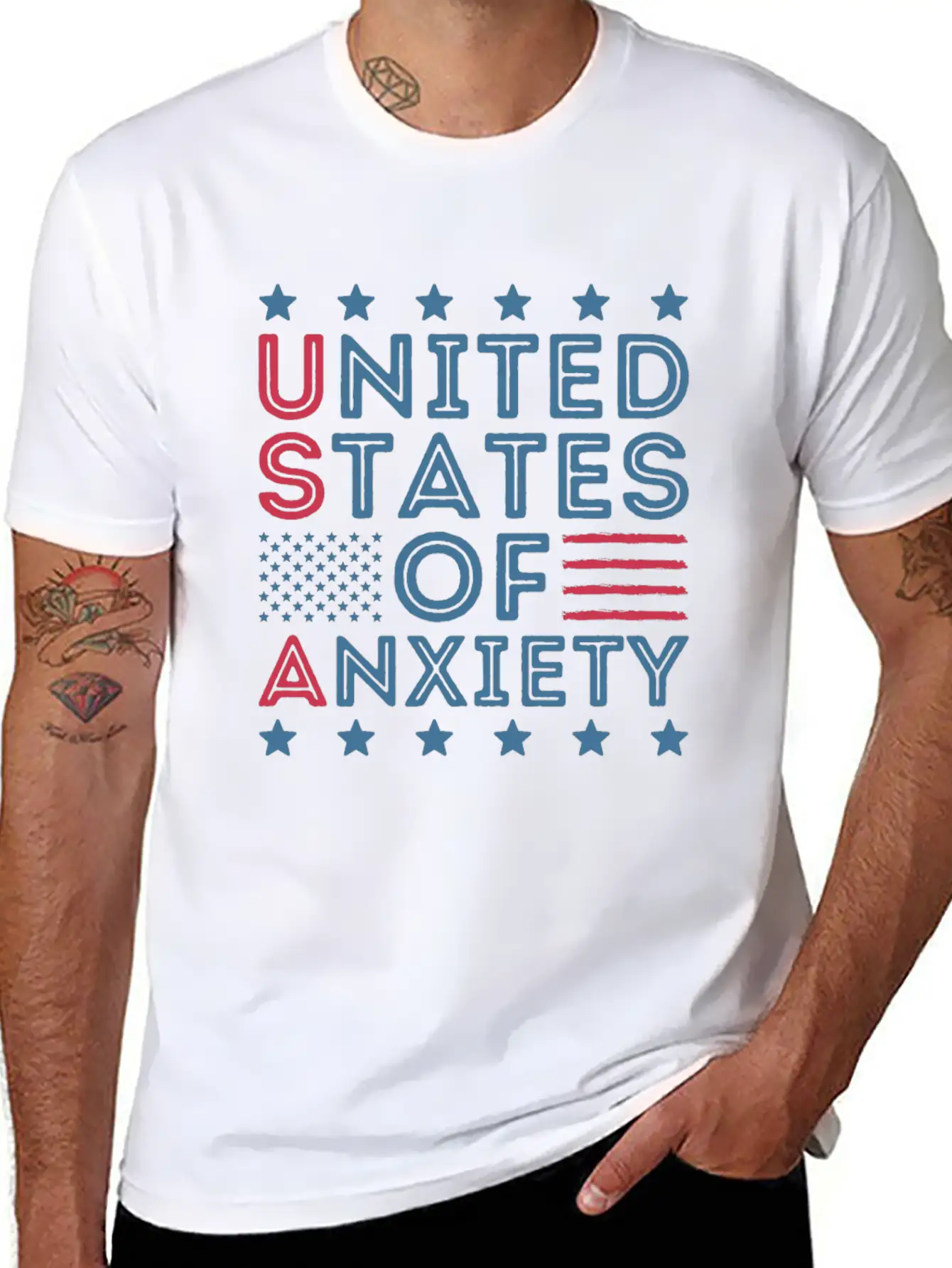 United States Of Anxiety Sarcastic Basic Graphic T-Shirt – Daily Comfort In Soft Cotton