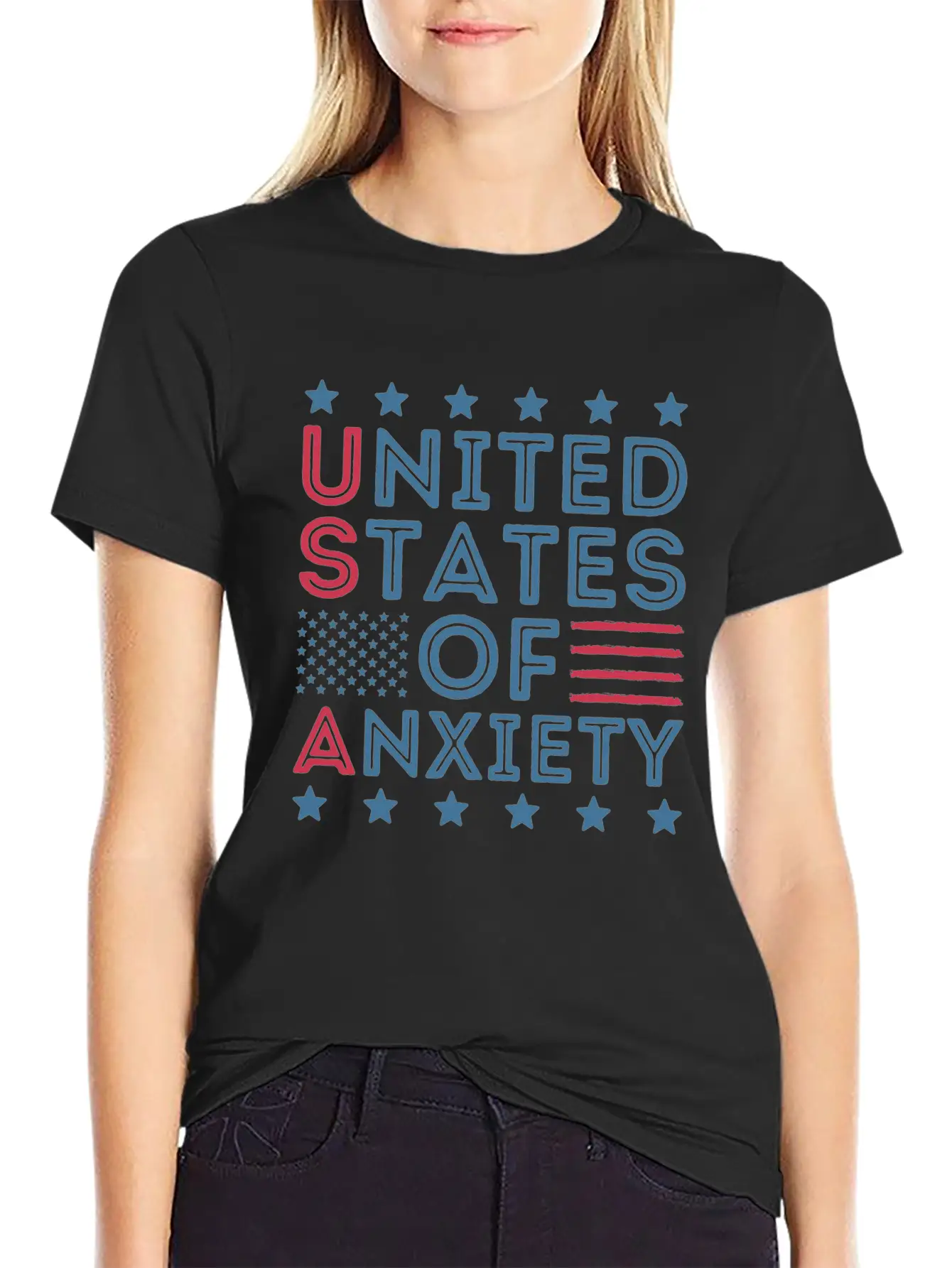 United States Of Anxiety Sarcastic Basic Graphic T-Shirt – Daily Comfort In Soft Cotton