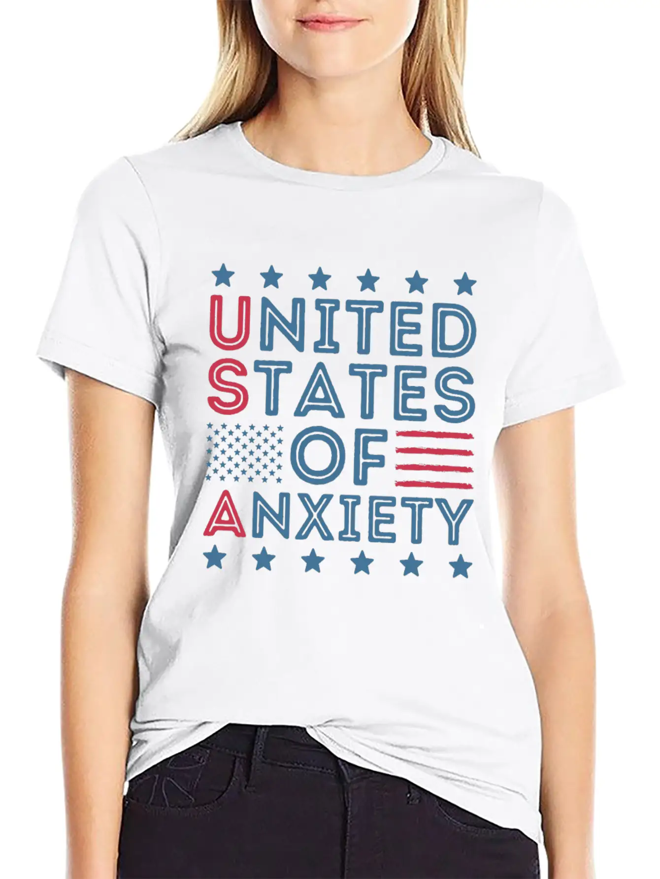 United States Of Anxiety Sarcastic Basic Graphic T-Shirt – Daily Comfort In Soft Cotton