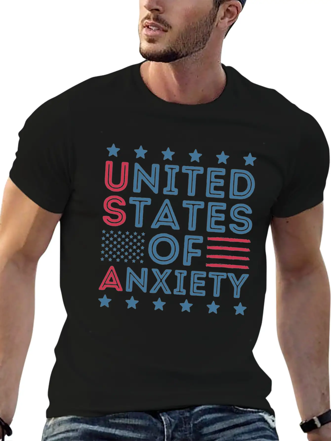 United States Of Anxiety Sarcastic Basic Graphic T-Shirt – Daily Comfort In Soft Cotton