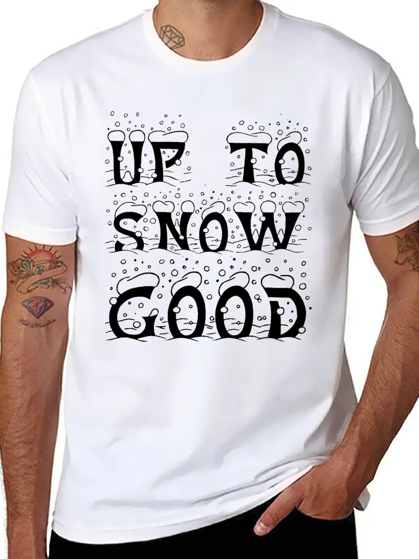 Up To Snow Good Christmas Xmas Modern Fit Casual T-Shirt – Clean And Versatile Design