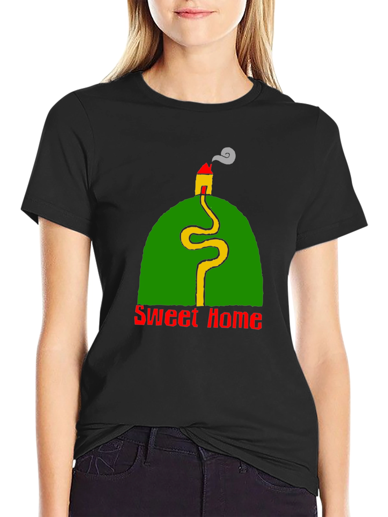 Sweet Home Graphic Tee - Black Crewneck T-Shirt
