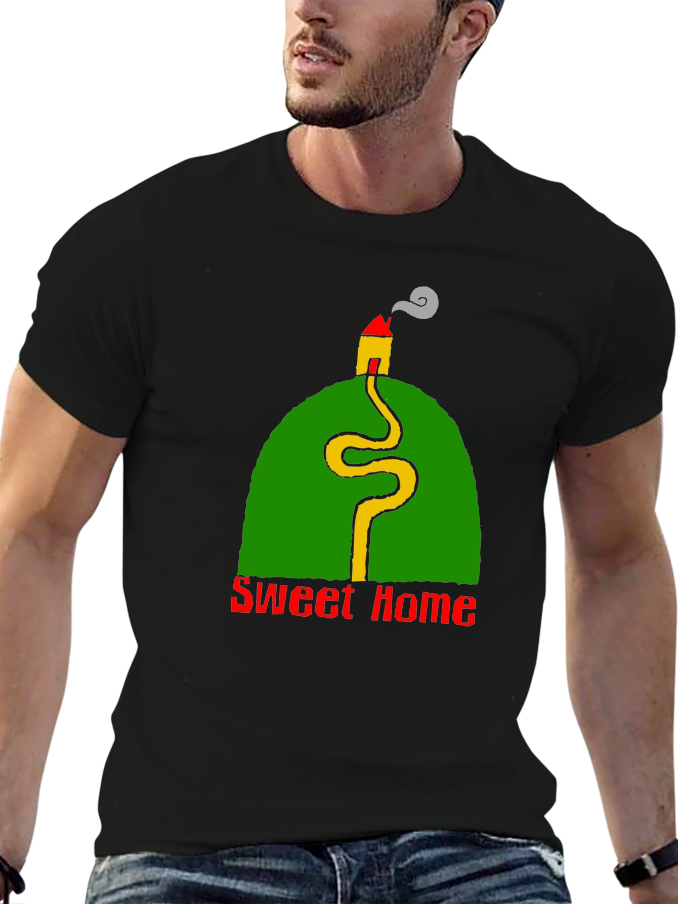 Sweet Home Graphic Tee - Black Crewneck T-Shirt
