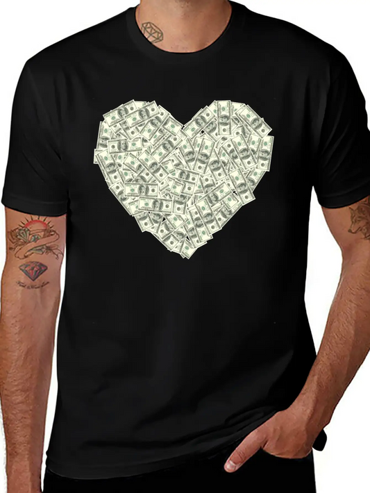 US Dollar Heart Shape, Love Money Modern Fit Casual T-Shirt – Clean And Versatile Design